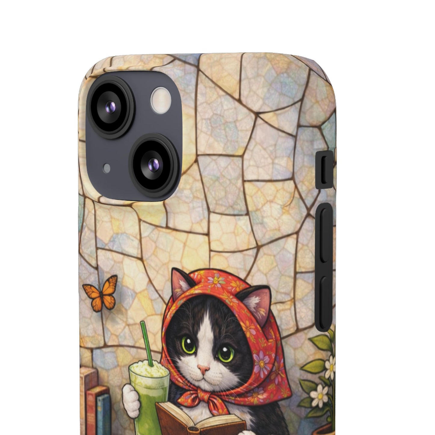 Babushka Cat Reads, Tuxedo Cat Literary Snap Phone Case