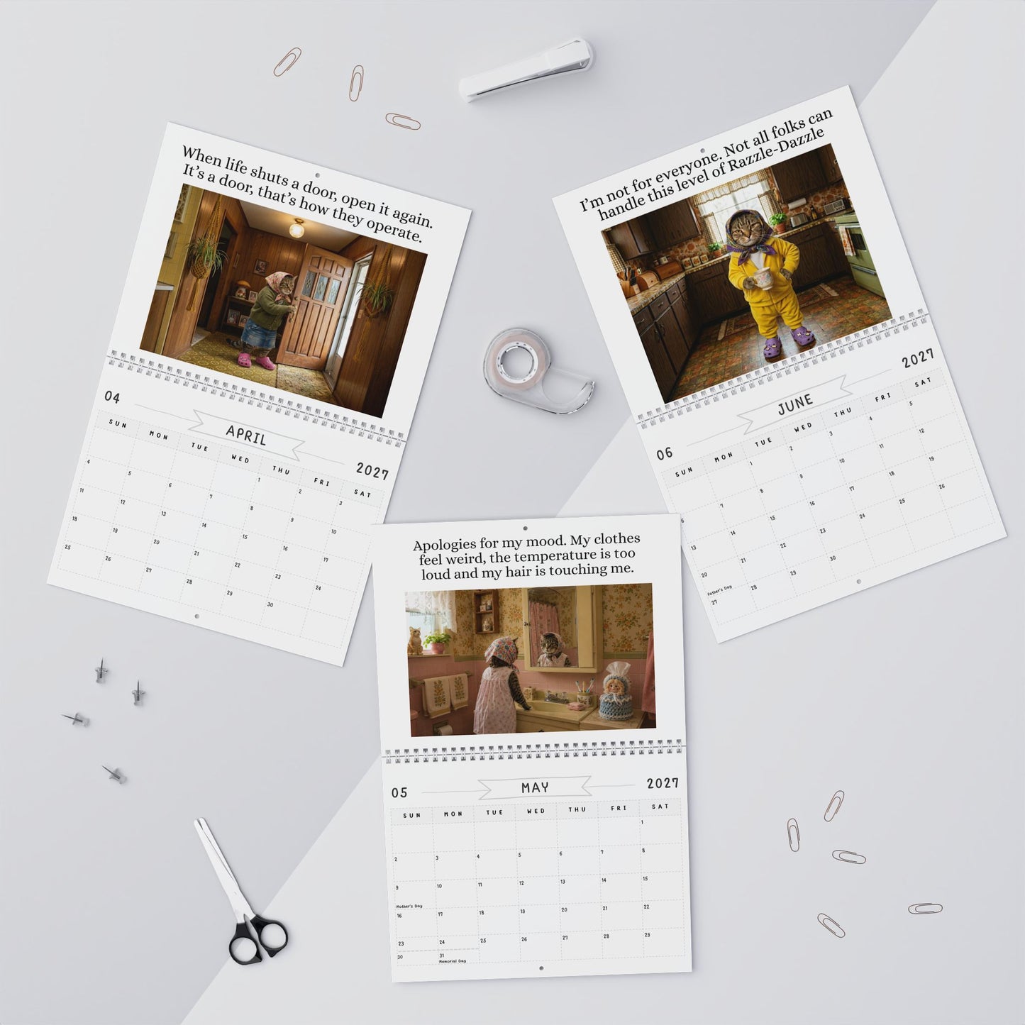 Babushka Cat 2027 Wall Calendar (2 Sizes)
