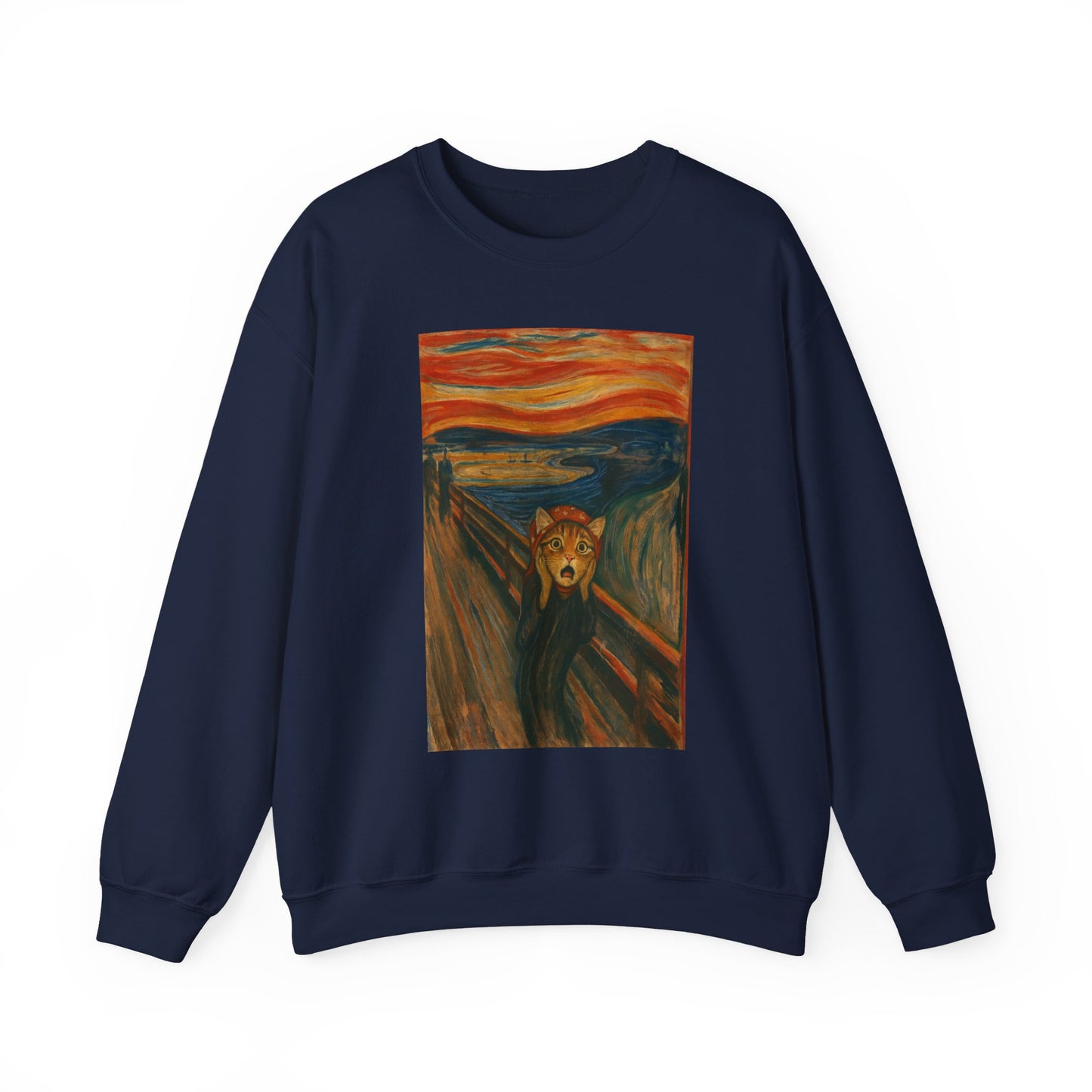 Babushak Cat x Edvin Munch Tabby Cat Art Unisex Heavy Blend™ Crewneck Sweatshirt