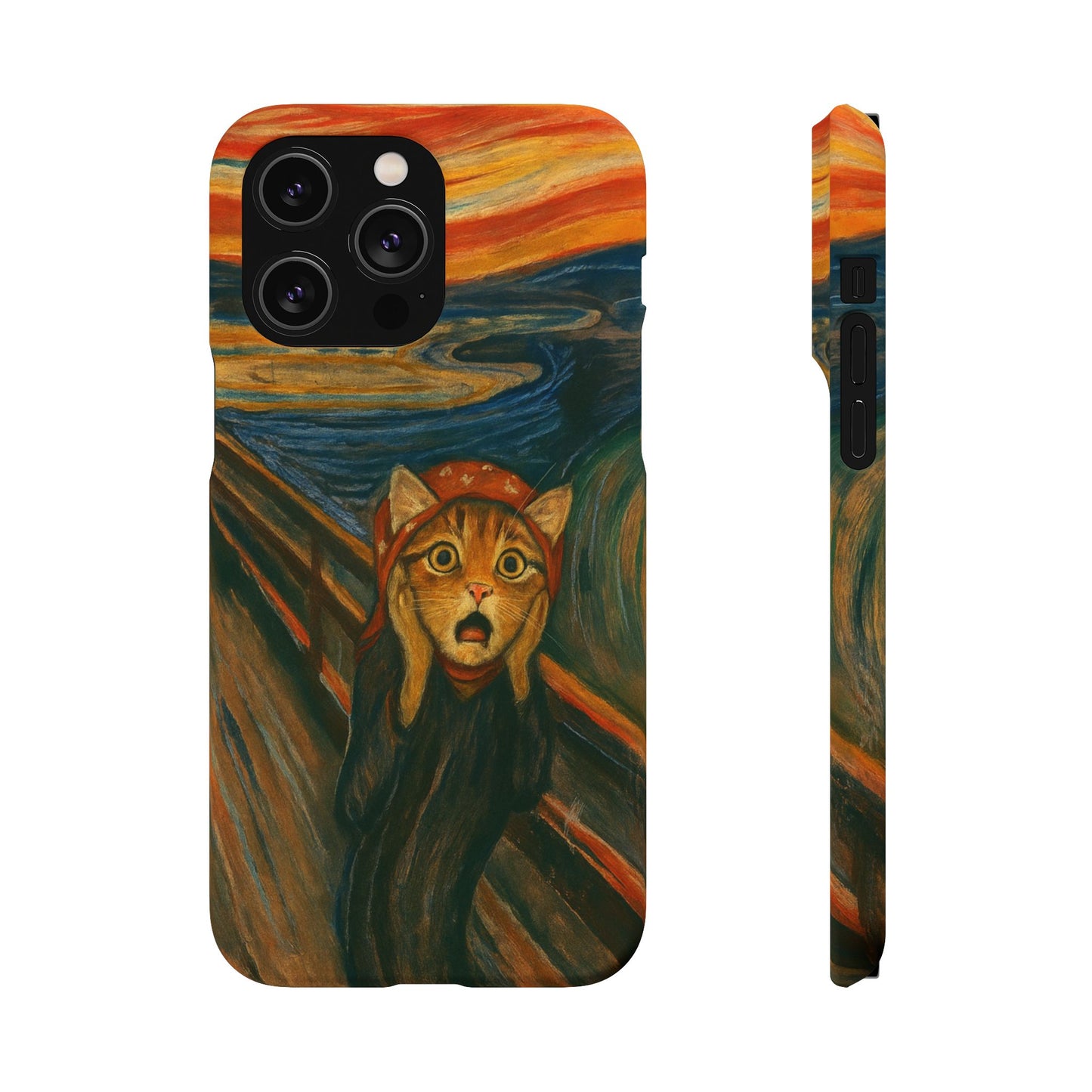 Babushka Cat x Edvard Munch The Scream Parody Art Snap Case