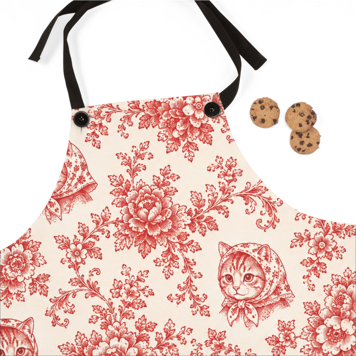 Babushka Cat French Toile Cat Lover Apron