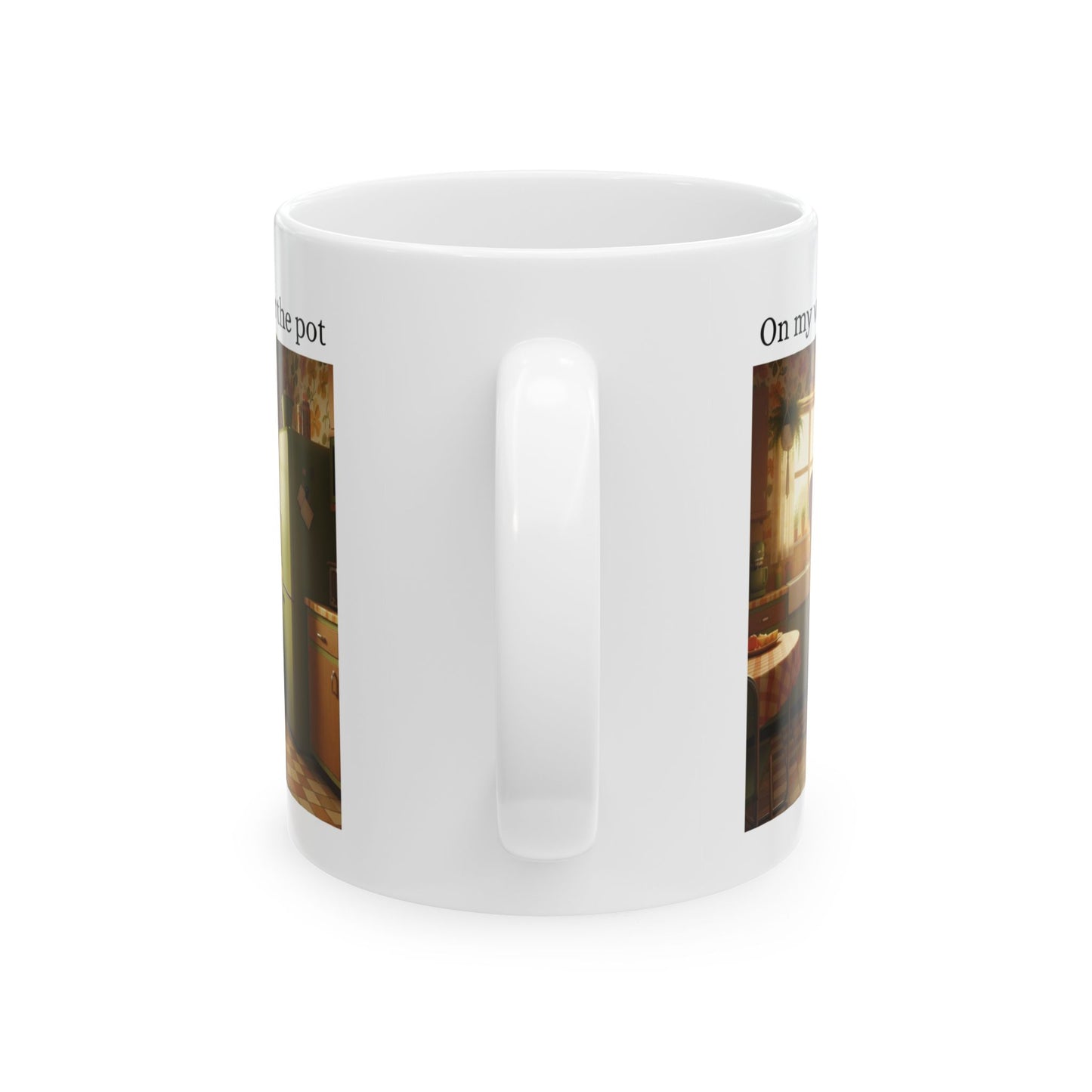 Babushka Cat Pot Stirrer Ceramic Mug