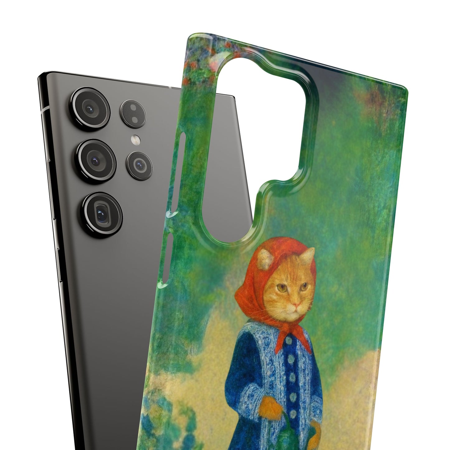 Babushka Cat With a Watering Can x Renoir Funny Art  Slim Phone Case
