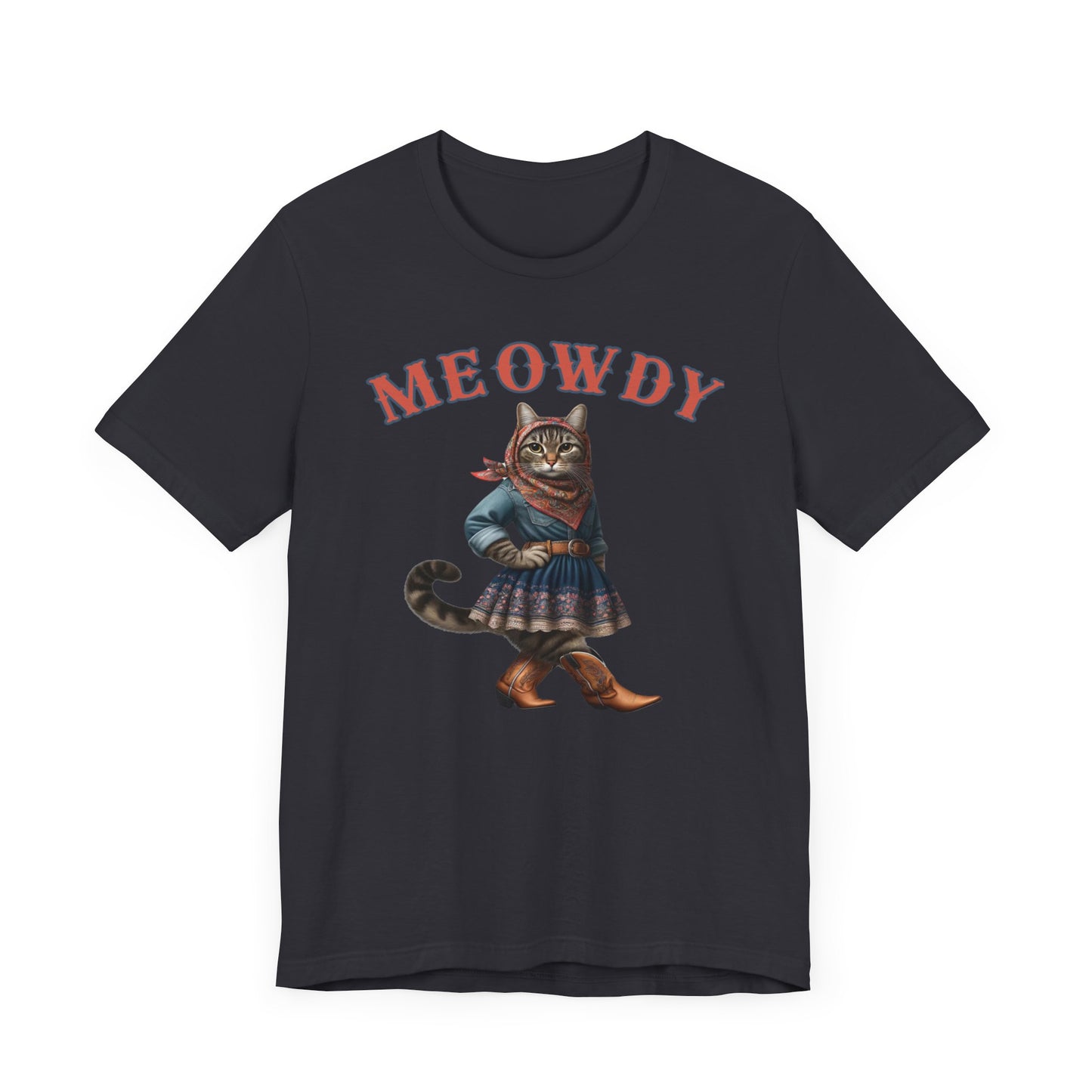 Babushka Cat Goes Country, Tabby Cowgirl Unisex Jersey Short Sleeve Tee