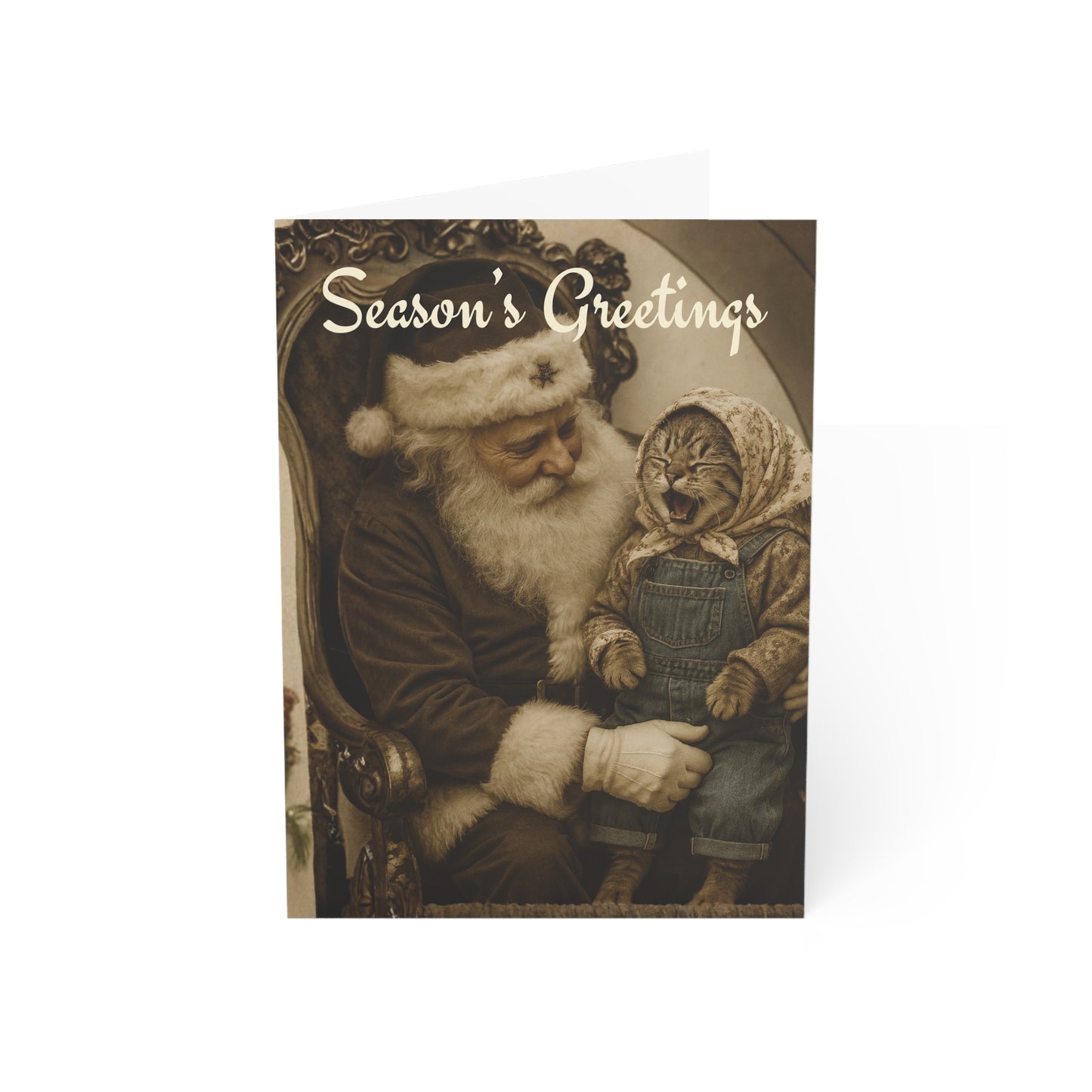 Babushka Cat Christmas Greeting Cards Set of 10-Christmas Greeting -Envelopes Included