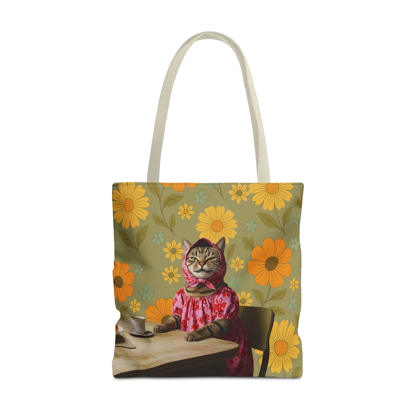 Babushka Cat Retro Style Kitschy Tote Bag (AOP)