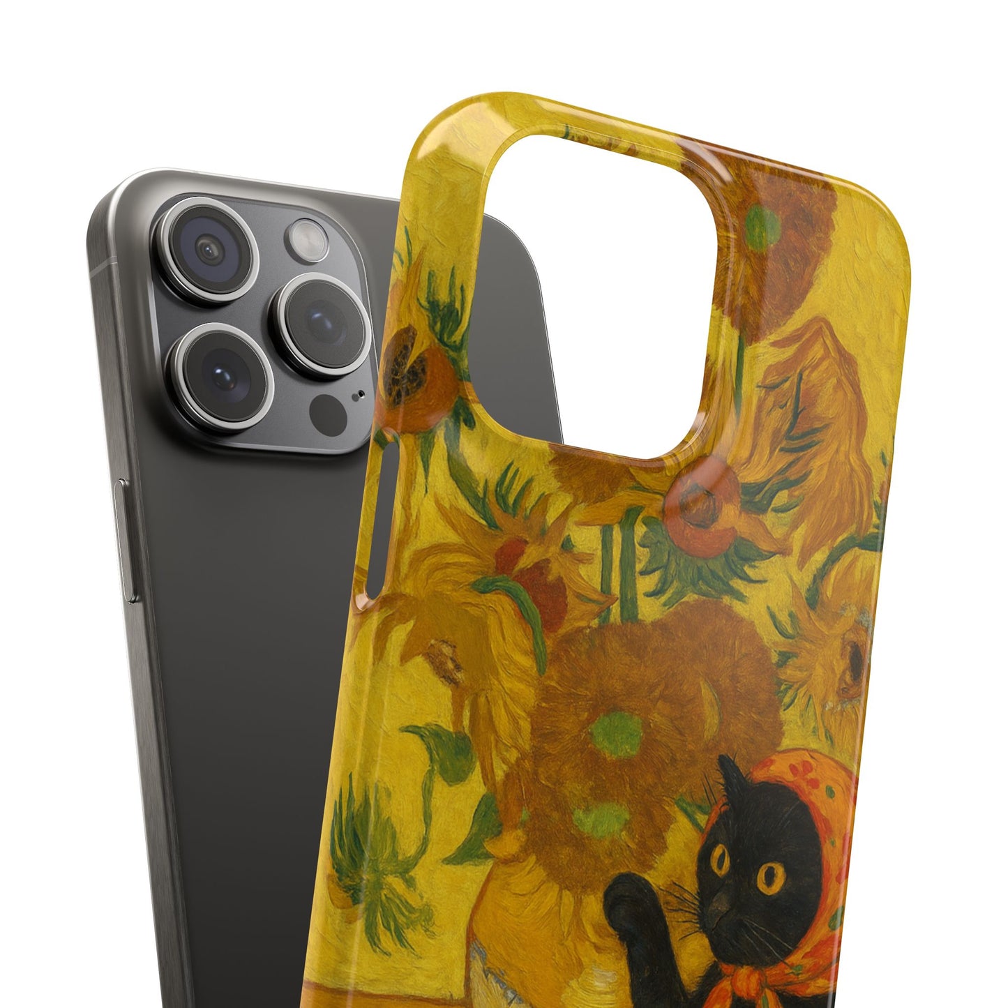 Babushka Cat Van Gogh Sunflowers Snap Phone Case