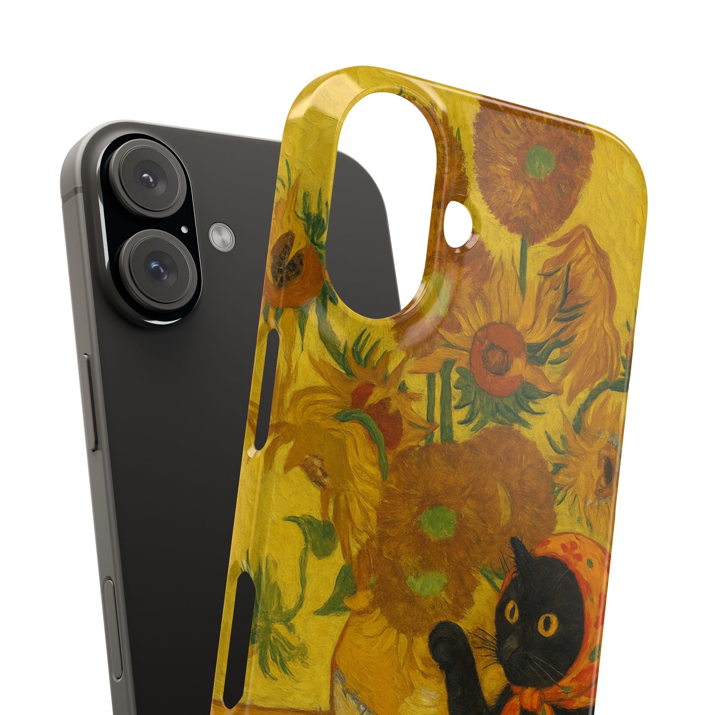 Babushka Cat Van Gogh Sunflowers Snap Phone Case