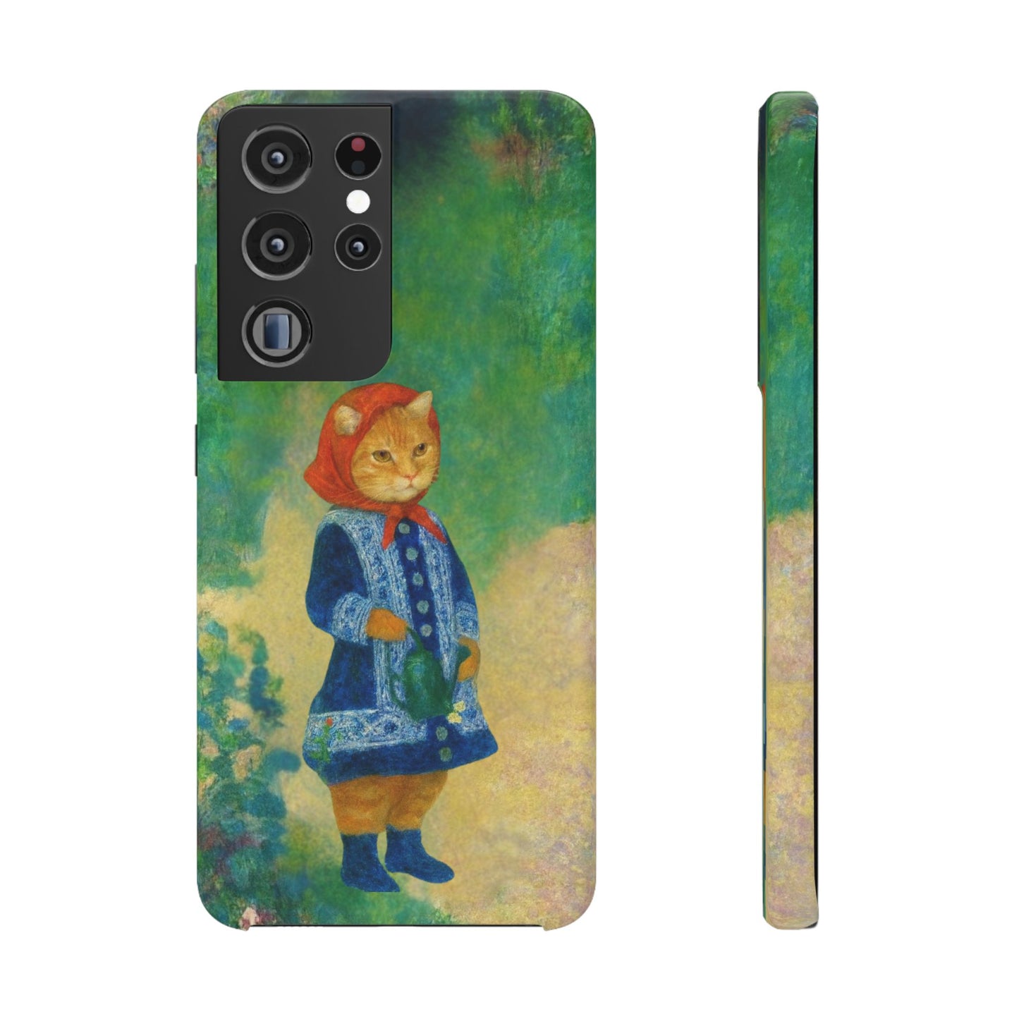 Babushka Cat With a Watering Can x Renoir Funny Art  Slim Phone Case