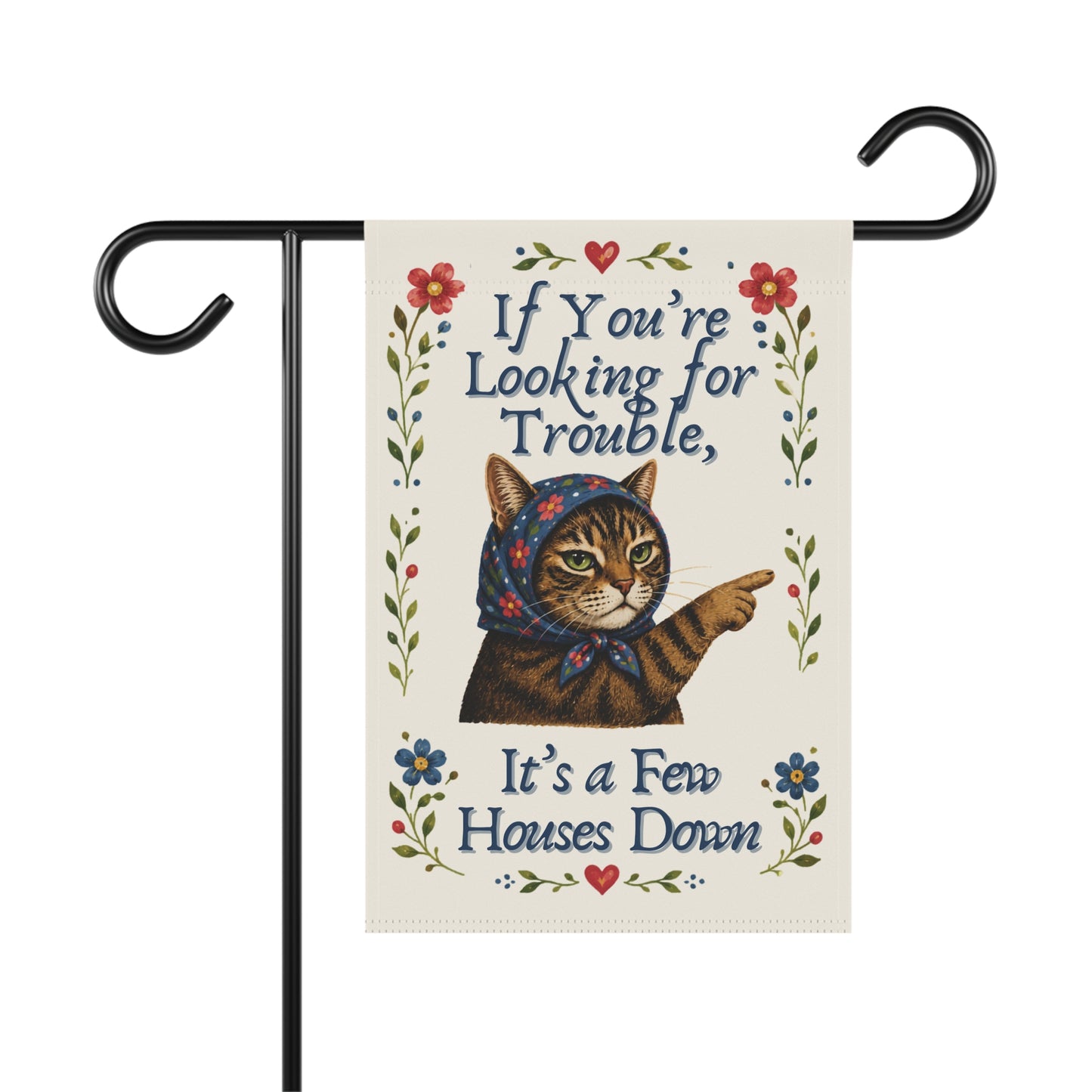 Babushka Cat Garden Flag Humor (no pole)
