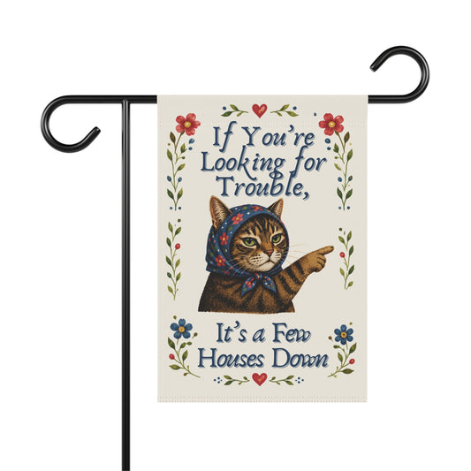 Babushka Cat Garden Flag Humor (no pole)