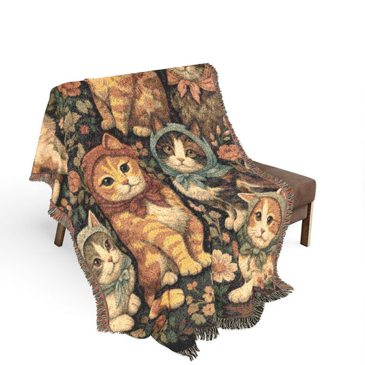 Babushka Cat Blanket, Throw Blanket, Unique Heirloom Gift