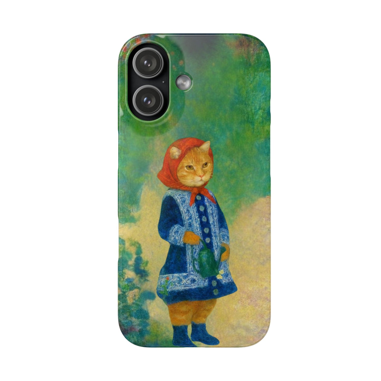Babushka Cat With a Watering Can x Renoir Funny Art  Slim Phone Case