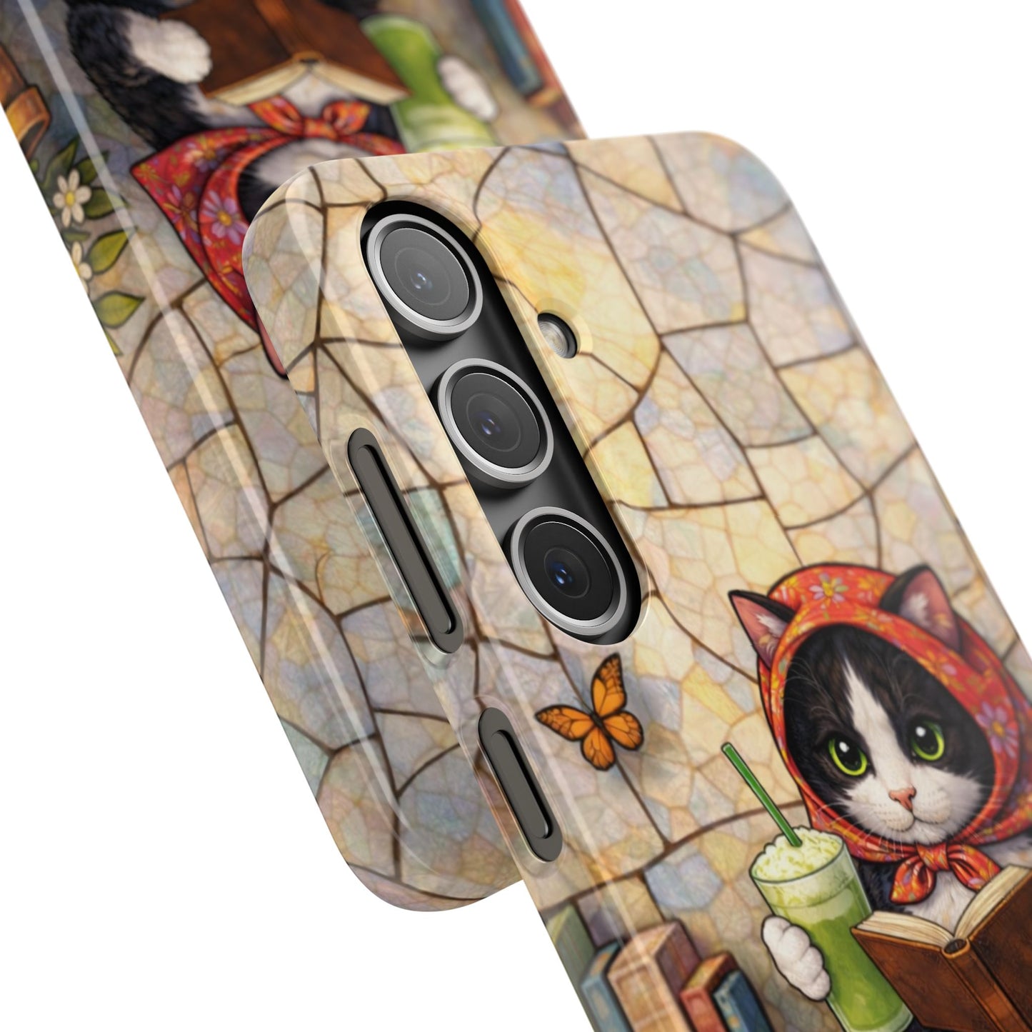 Babushka Cat Reads, Tuxedo Cat Literary Snap Phone Case