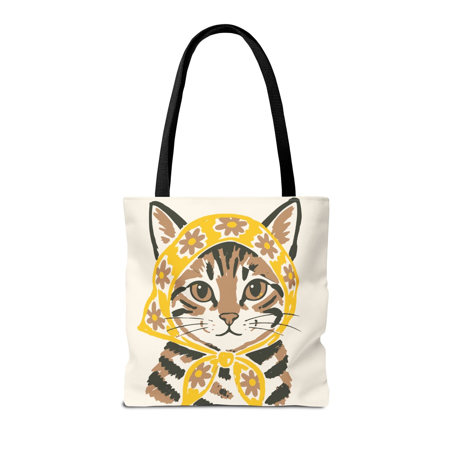 Babushka Cat, Tabby Cat Tote Bag (AOP)
