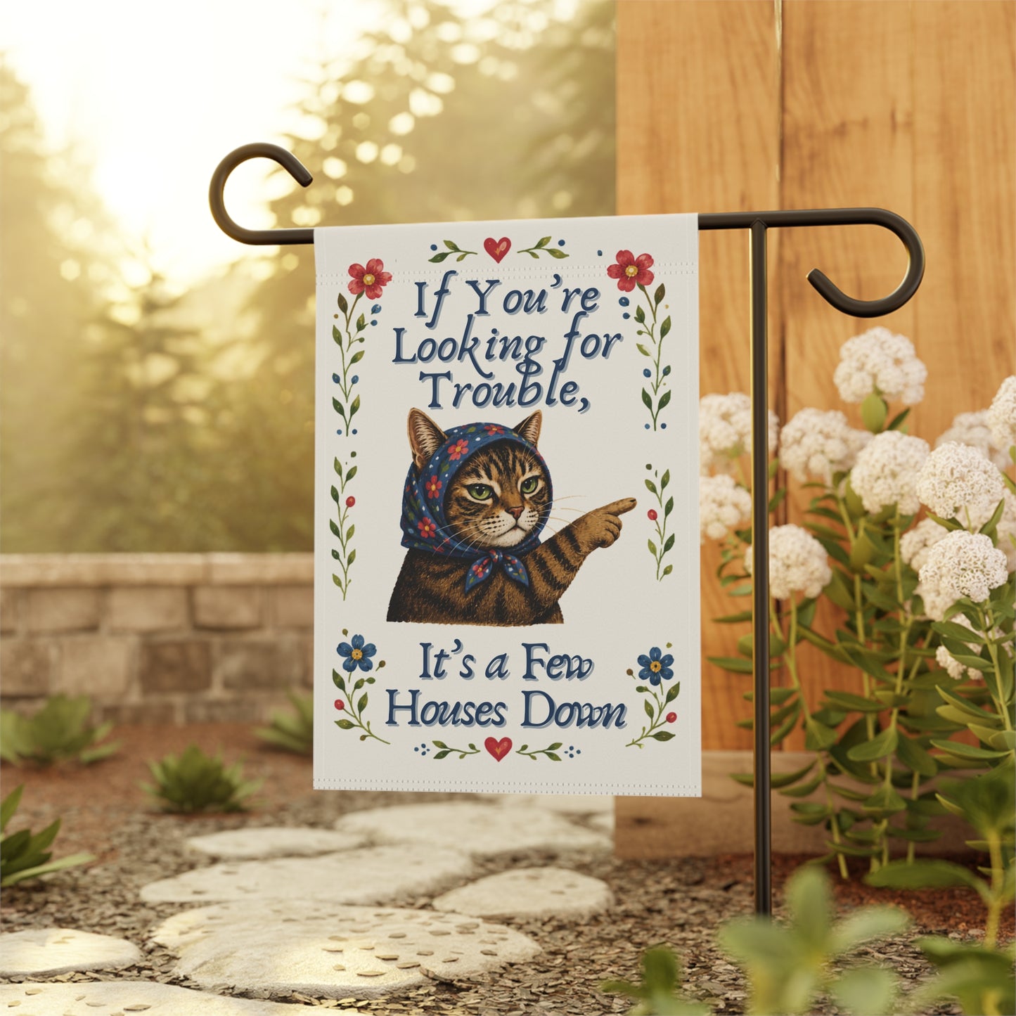 Babushka Cat Garden Flag Humor (no pole)