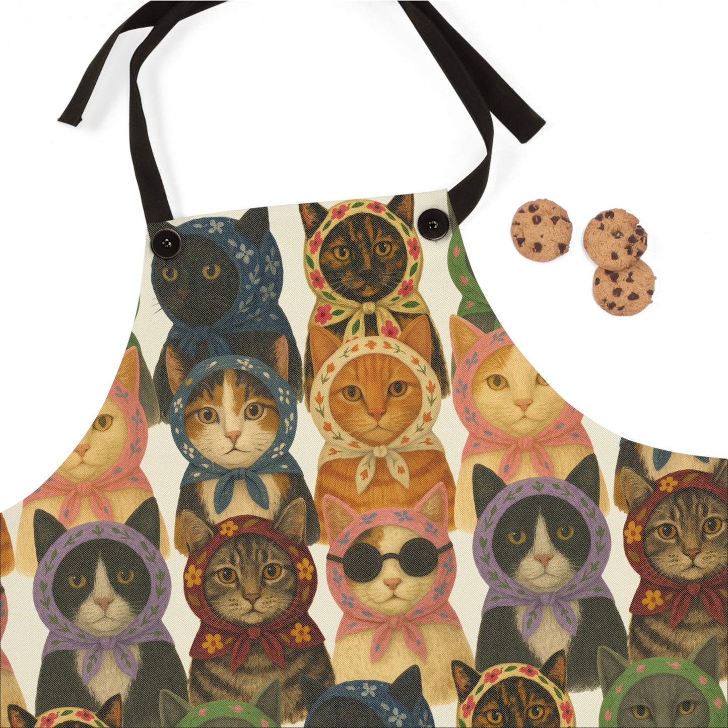 Babushka Cats Kitschy Cat Lover Apron (AOP)