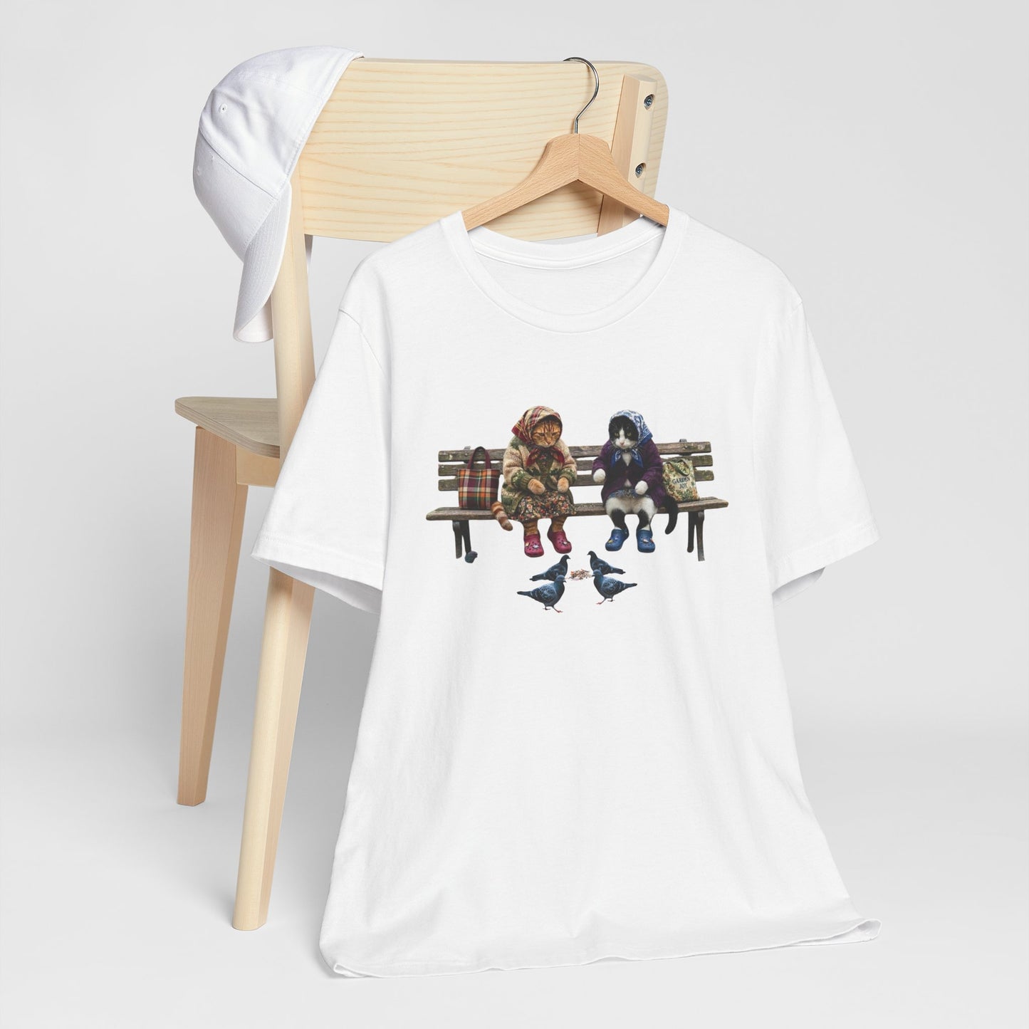 Babushka Cats Bench Friends Tee Graphic T-Shirt
