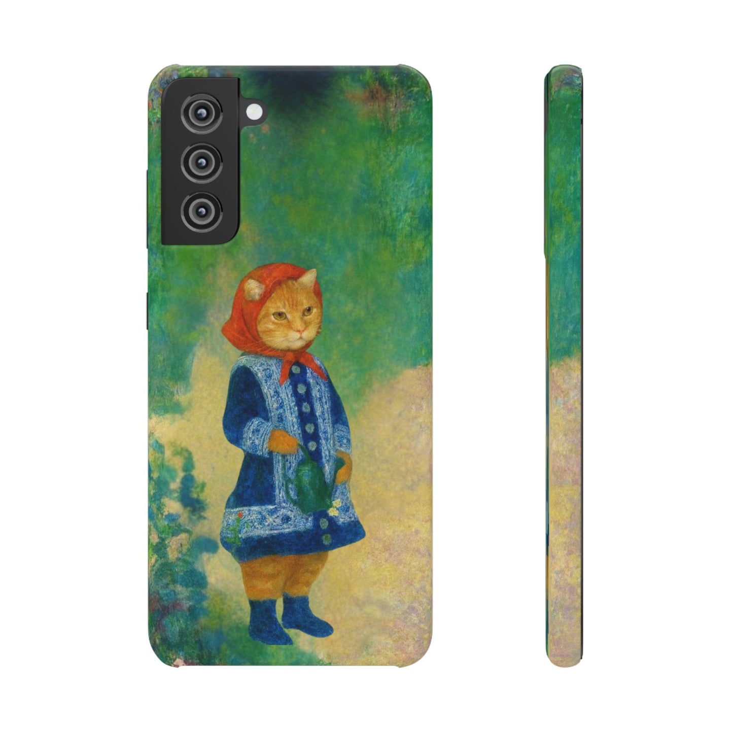 Babushka Cat With a Watering Can x Renoir Funny Art  Slim Phone Case