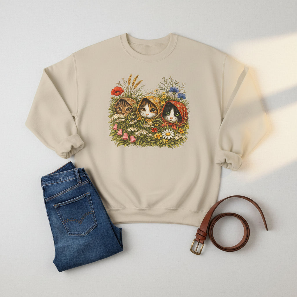Babushka Cats Wildflower Unisex Heavy Blend™ Crewneck Sweatshirt