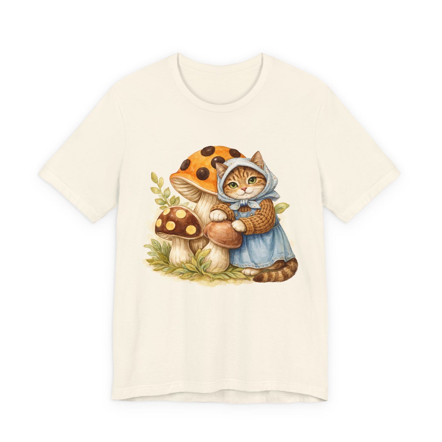 Babushka Cat Merry Mushroom Unisex Jersey Short Sleeve Tee