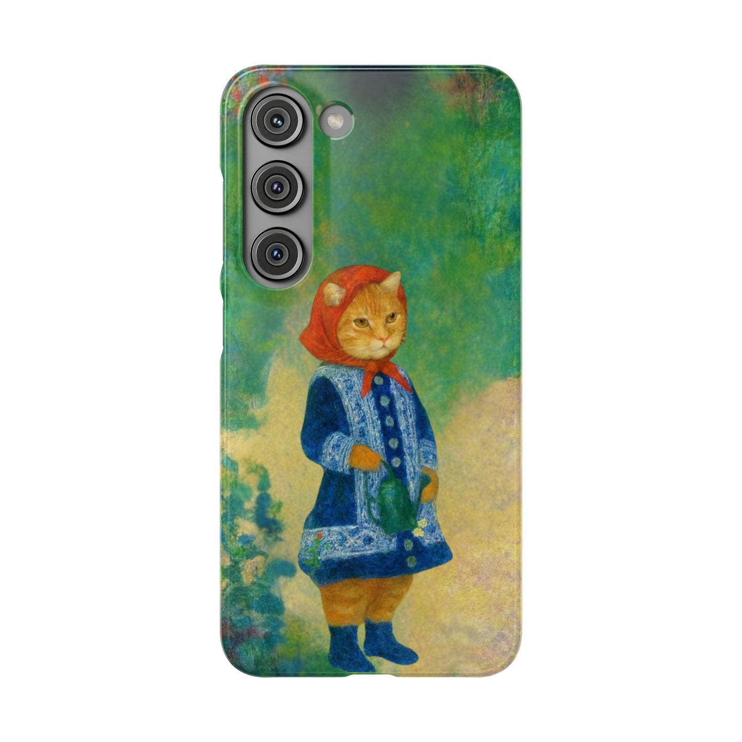 Babushka Cat With a Watering Can x Renoir Funny Art  Slim Phone Case