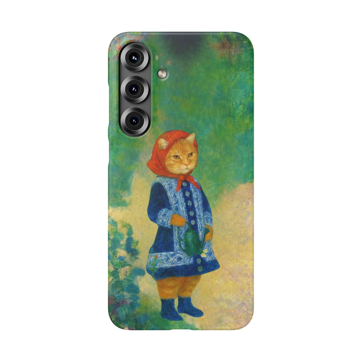 Babushka Cat With a Watering Can x Renoir Funny Art  Slim Phone Case