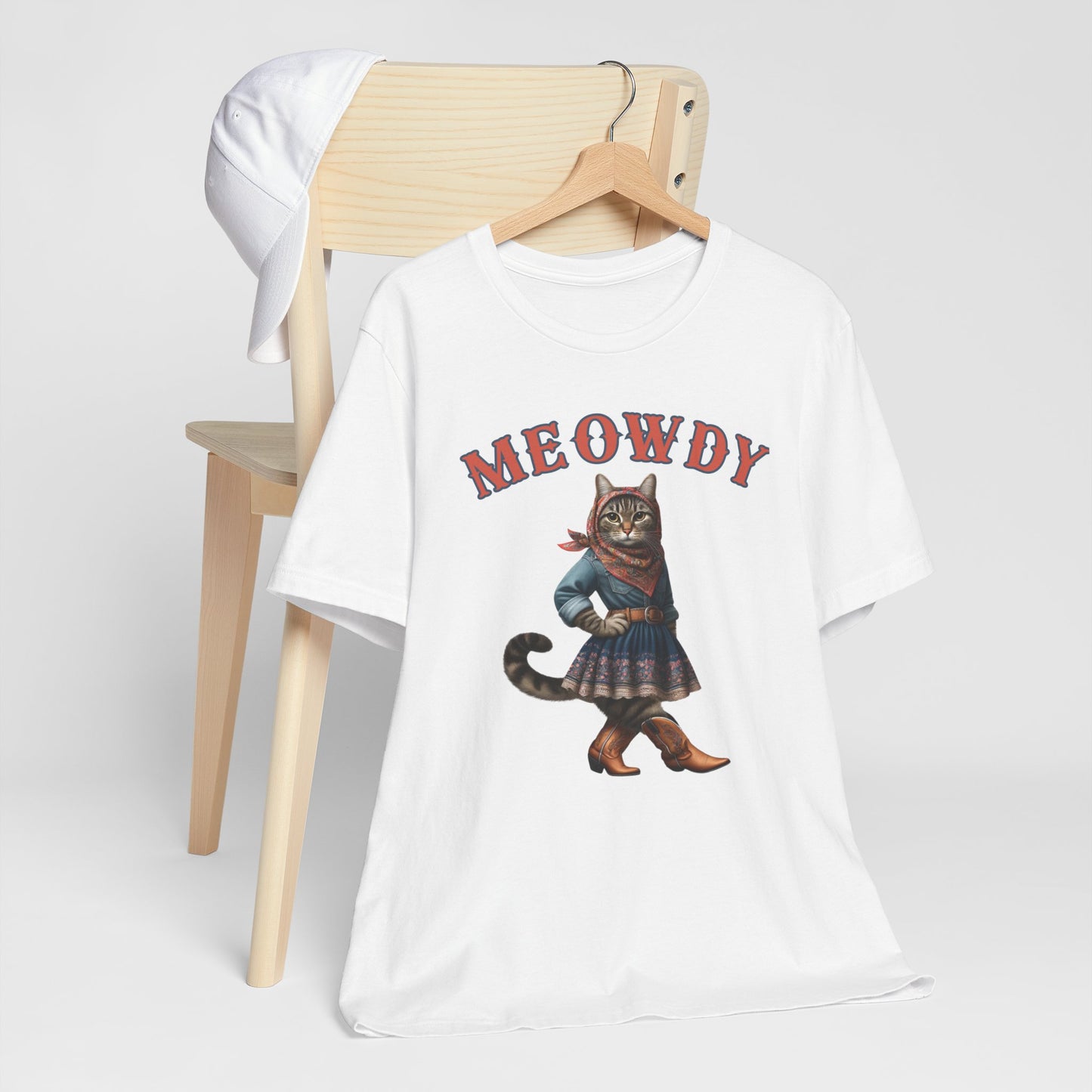 Babushka Cat Goes Country, Tabby Cowgirl Unisex Jersey Short Sleeve Tee