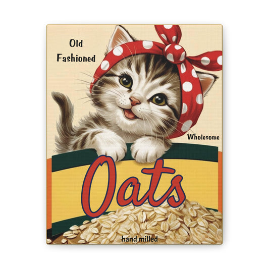 Vintage Style Kitten Oats, Kitschy Kitten Art