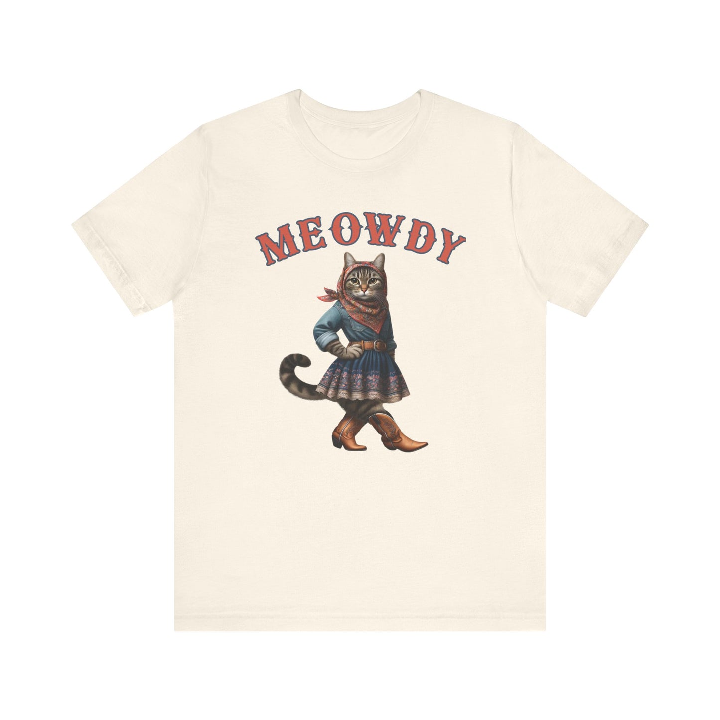 Babushka Cat Goes Country, Tabby Cowgirl Unisex Jersey Short Sleeve Tee