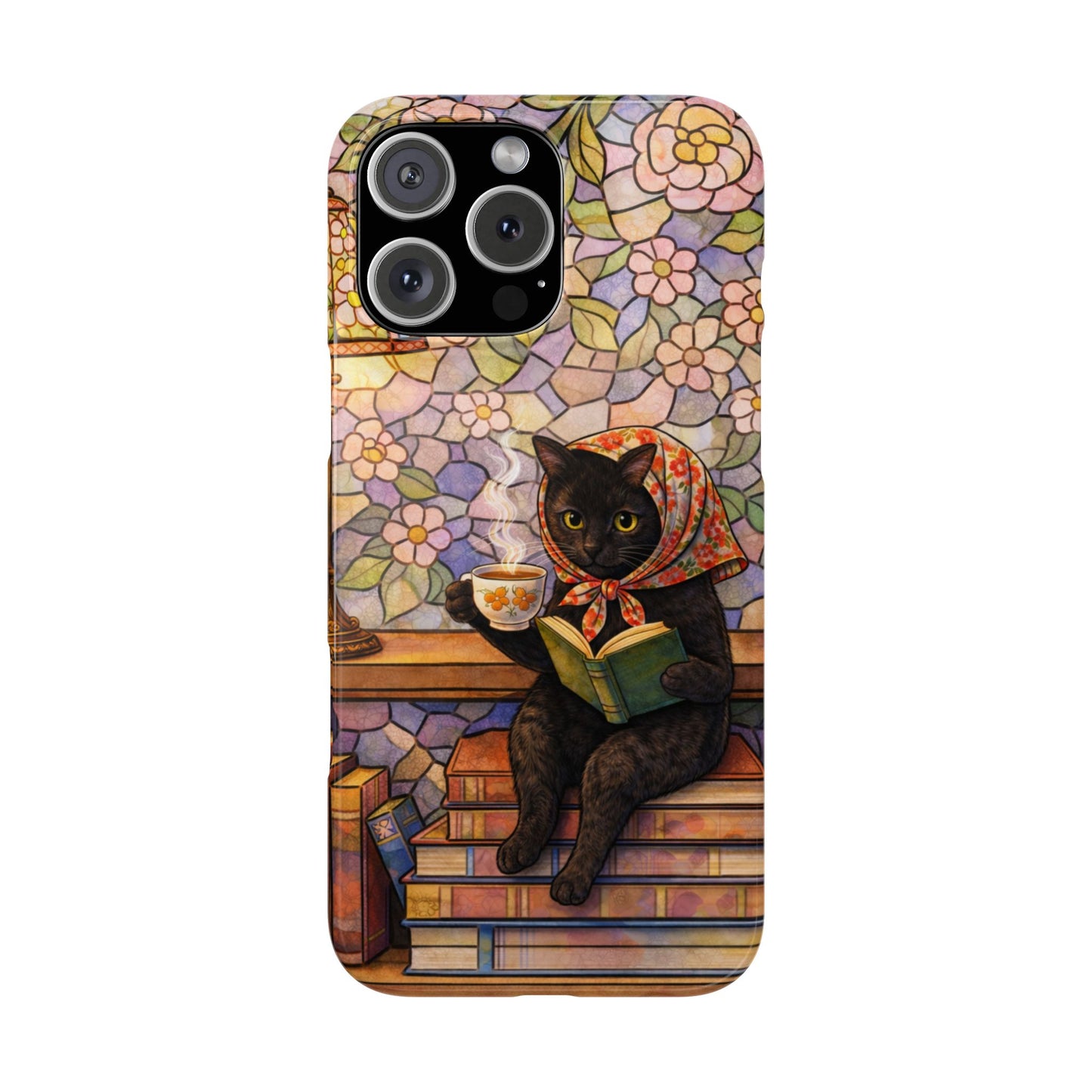 Babushka Cat Reads Artistic Literary Snap Phone Cases