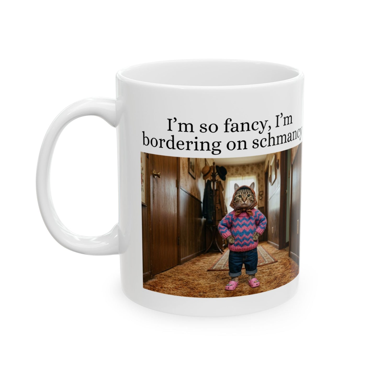 Babushka Cat Fancy Schmancy Ceramic Mug, (11oz, 15oz)