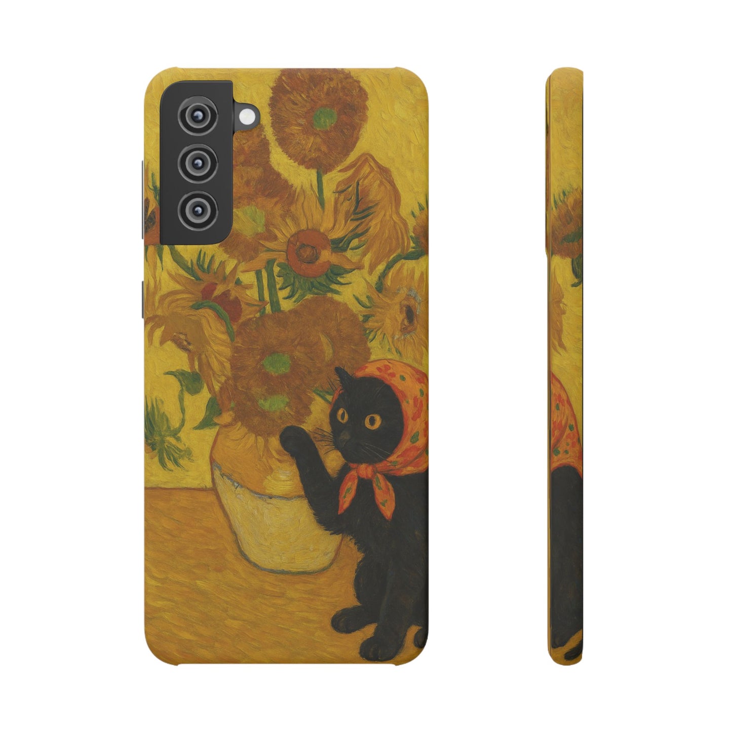 Babushka Cat Van Gogh Sunflowers Snap Phone Case