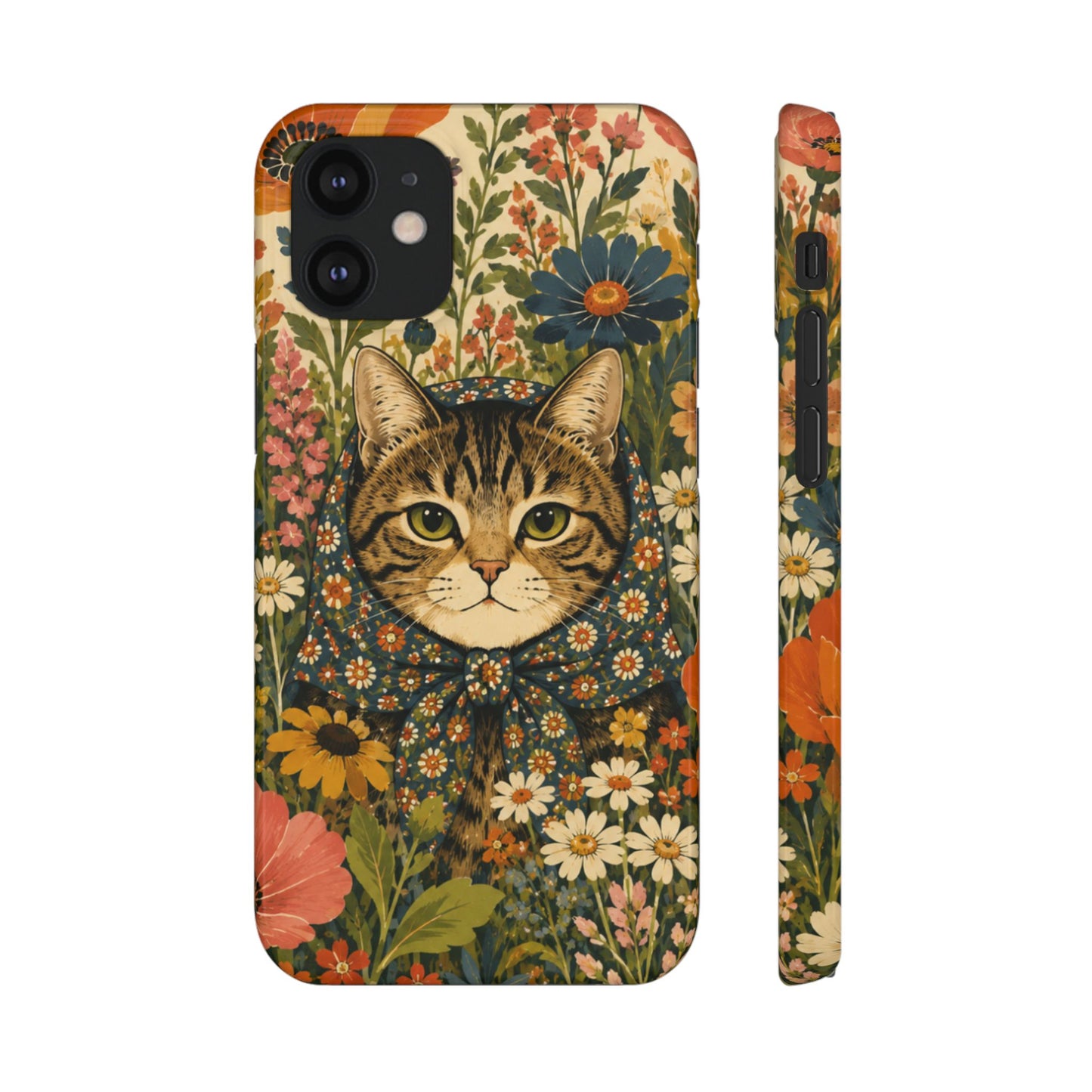 Babushka Cat Peeky Gardens Snap Phone Case