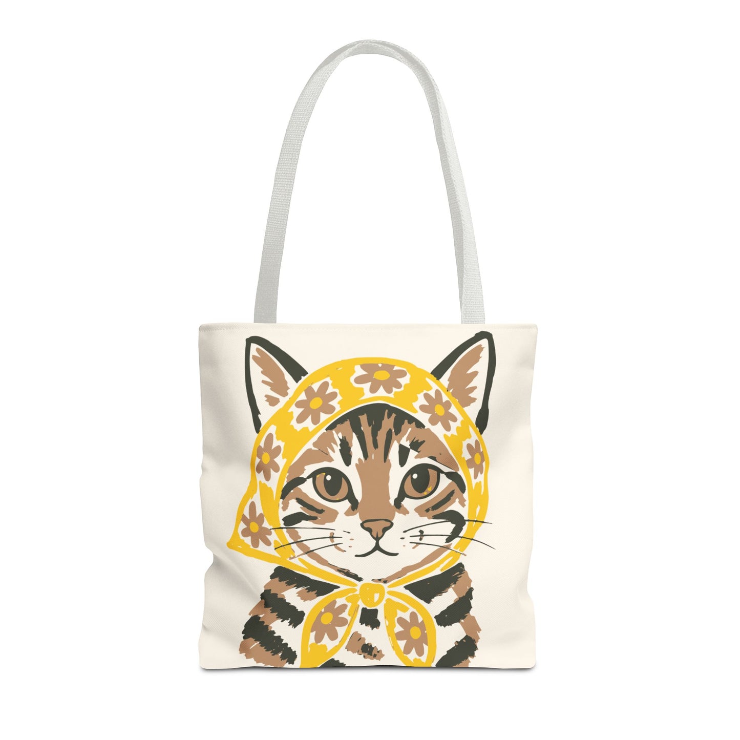 Babushka Cat, Tabby Cat Tote Bag (AOP)