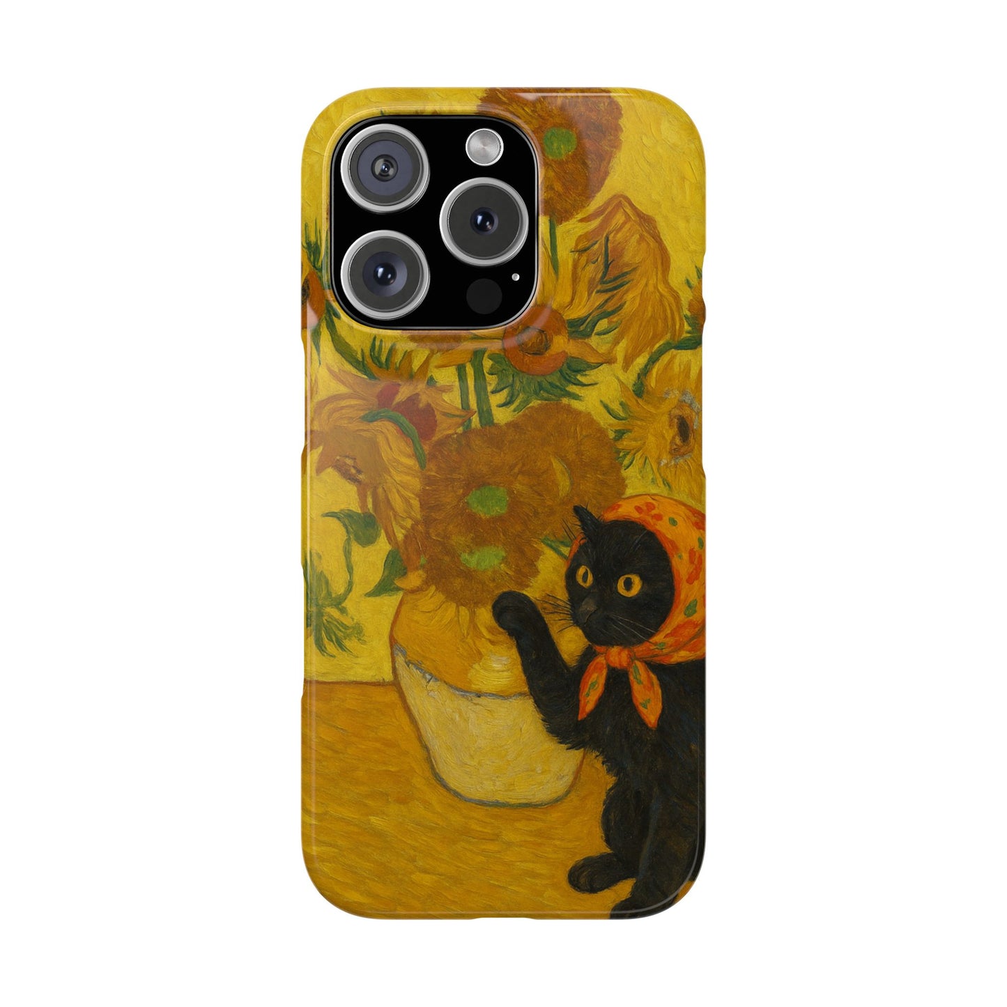Babushka Cat Van Gogh Sunflowers Snap Phone Case