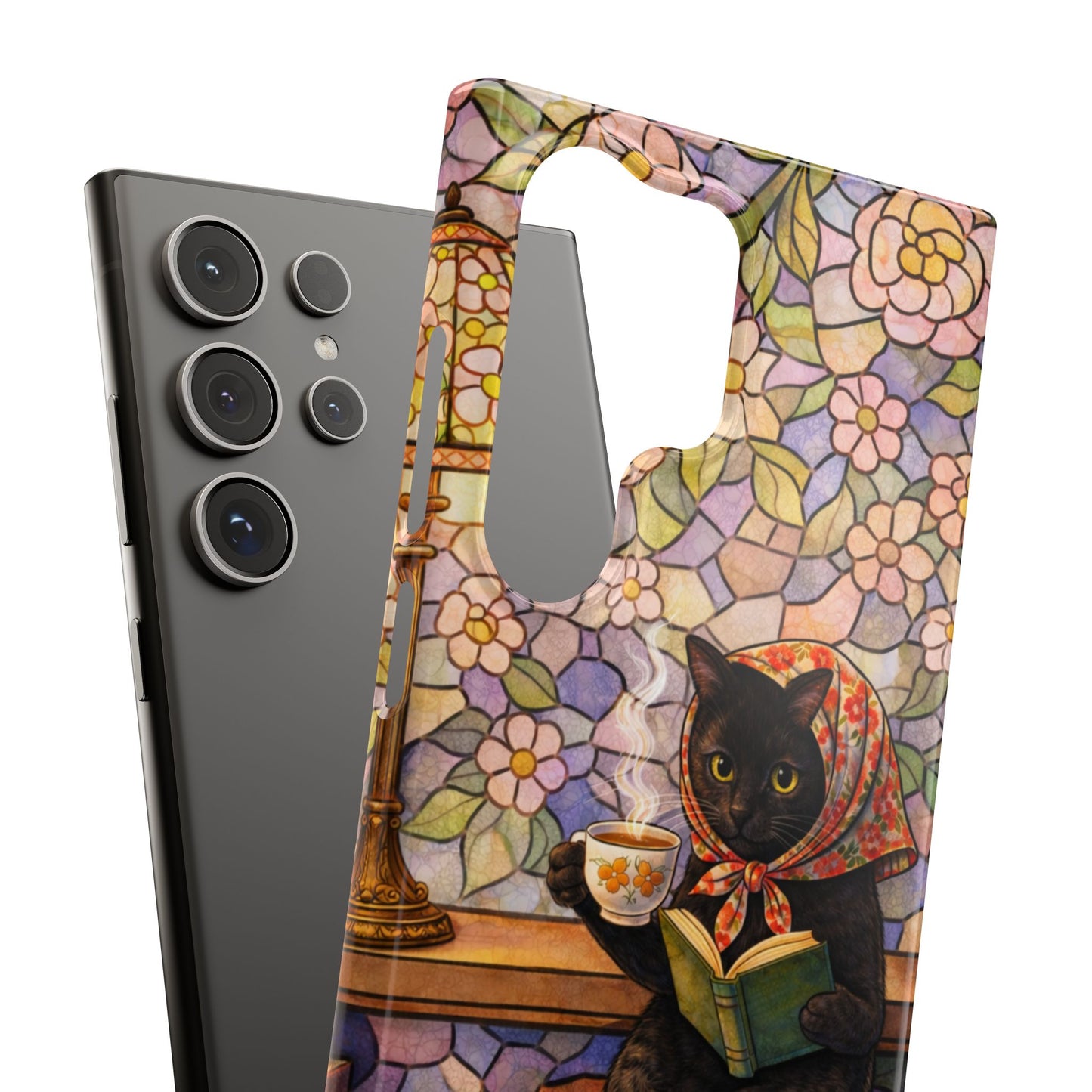Babushka Cat Reads Artistic Literary Snap Phone Cases