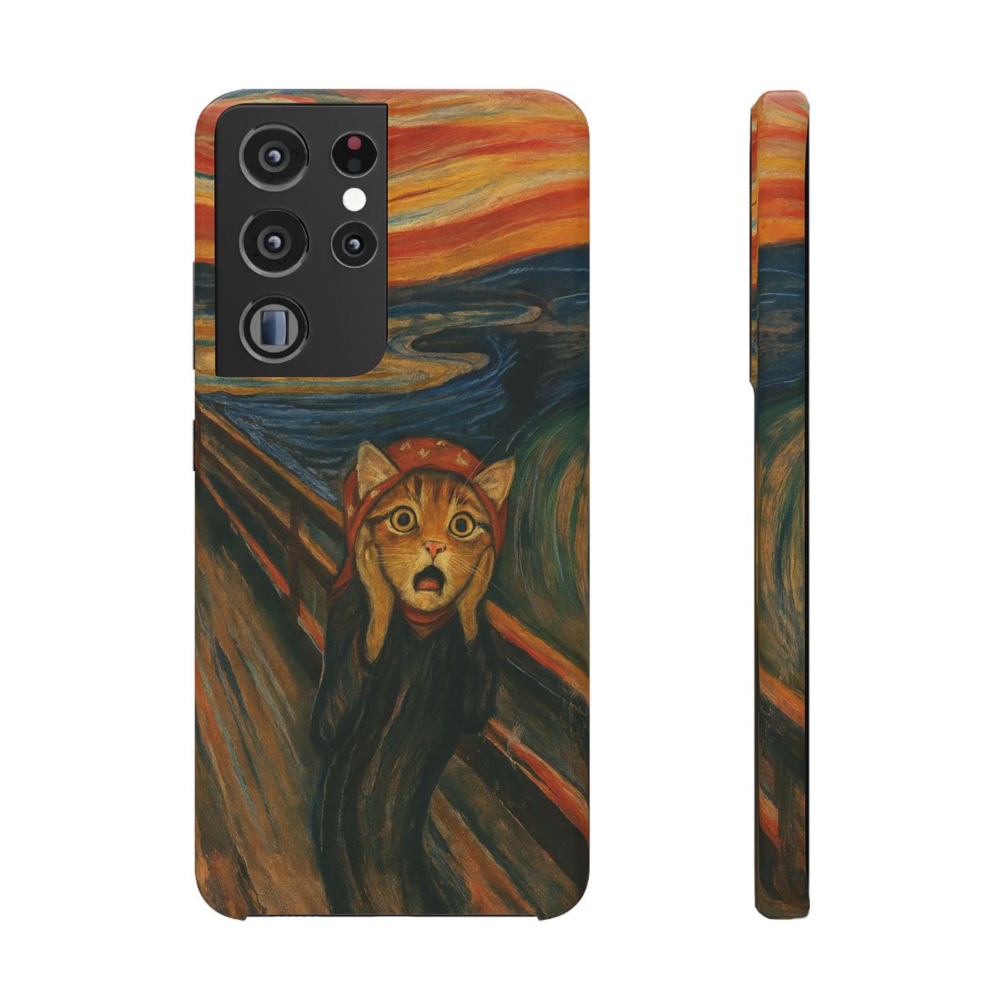 Babushka Cat x Edvard Munch The Scream Parody Art Snap Case