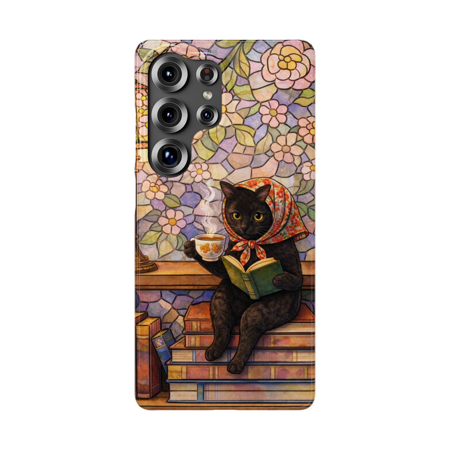 Babushka Cat Reads Artistic Literary Snap Phone Cases