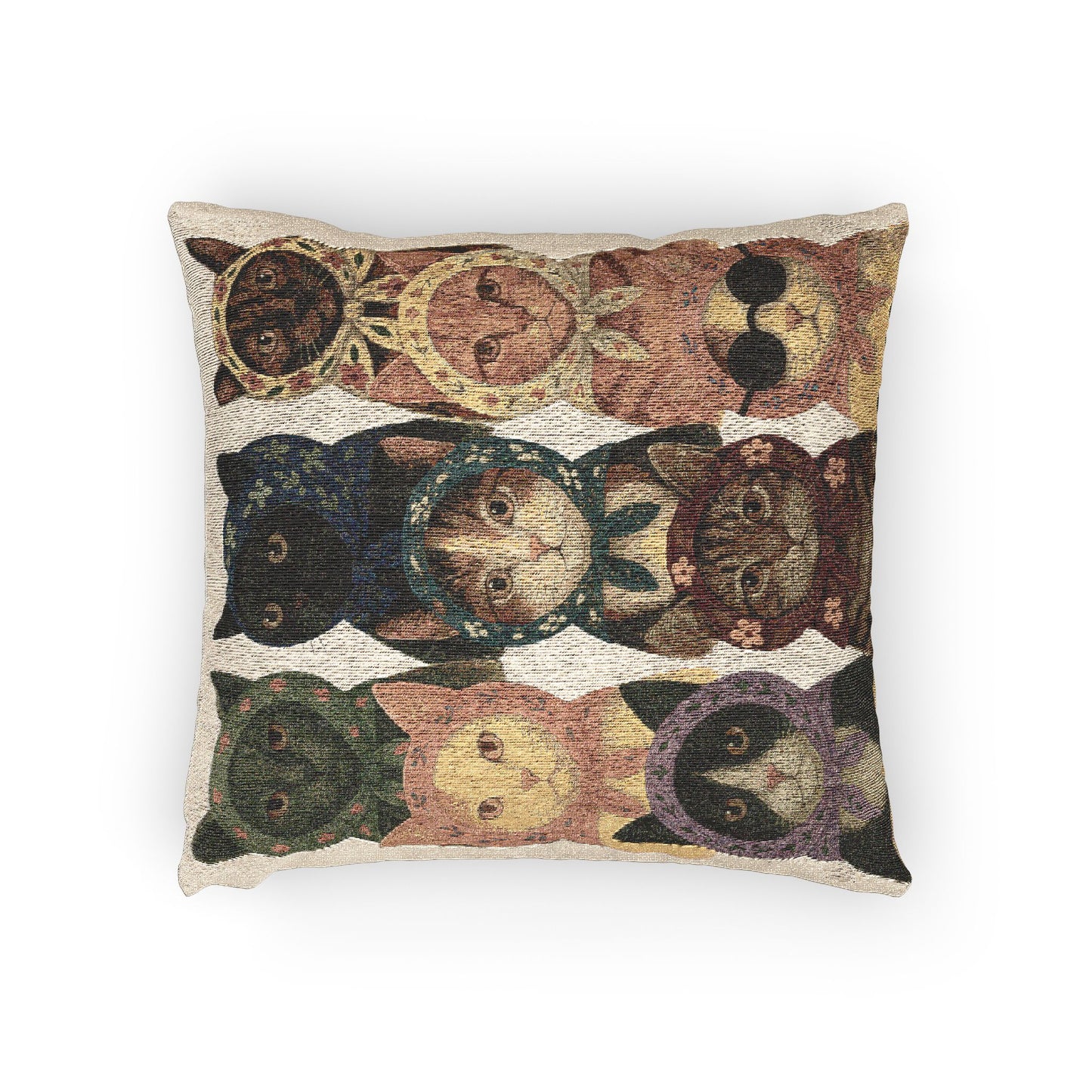 Babushka Cats Variety Breed Woven Pillow
