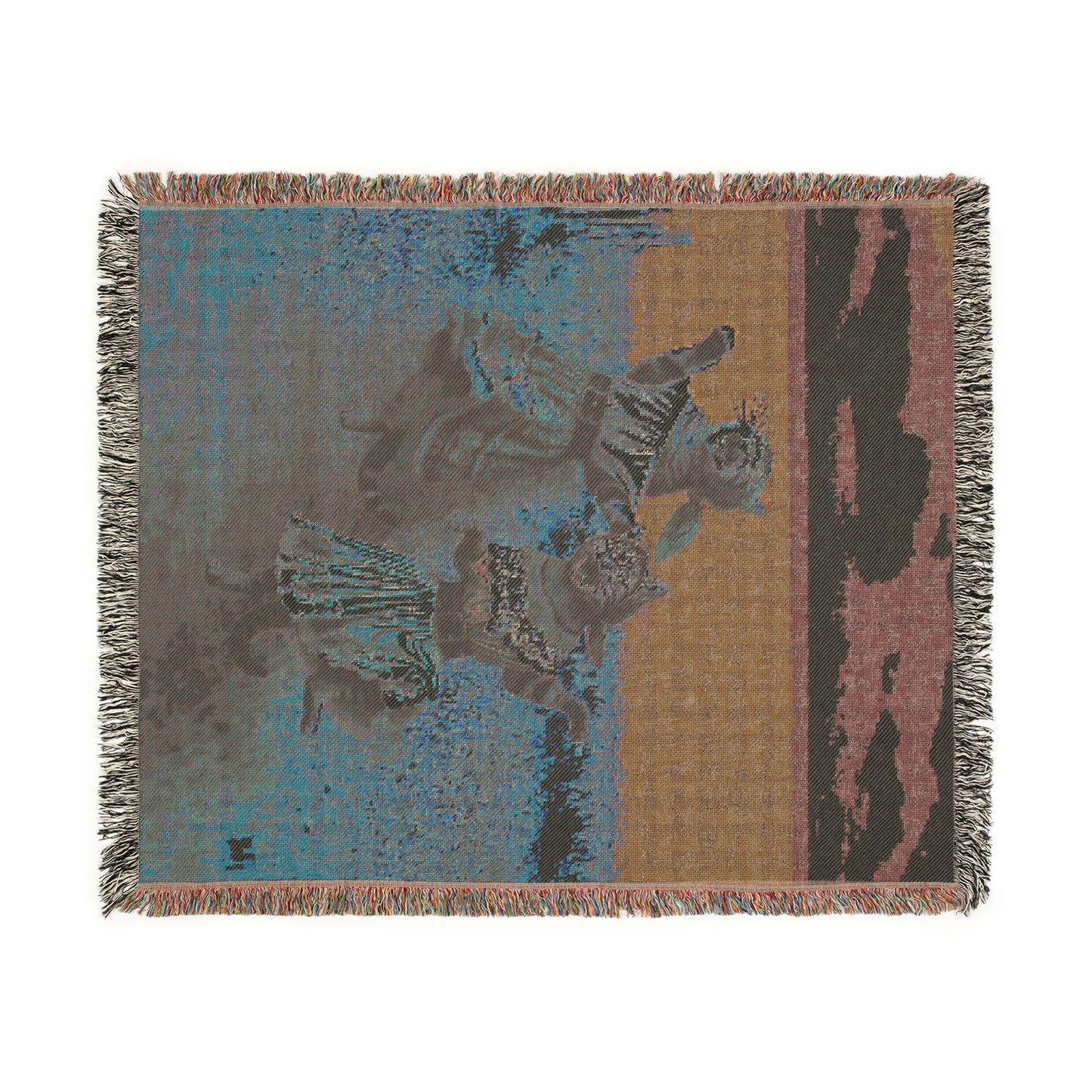 Woven Blanket - Babushka Cats Dancing Field Kitschy Design