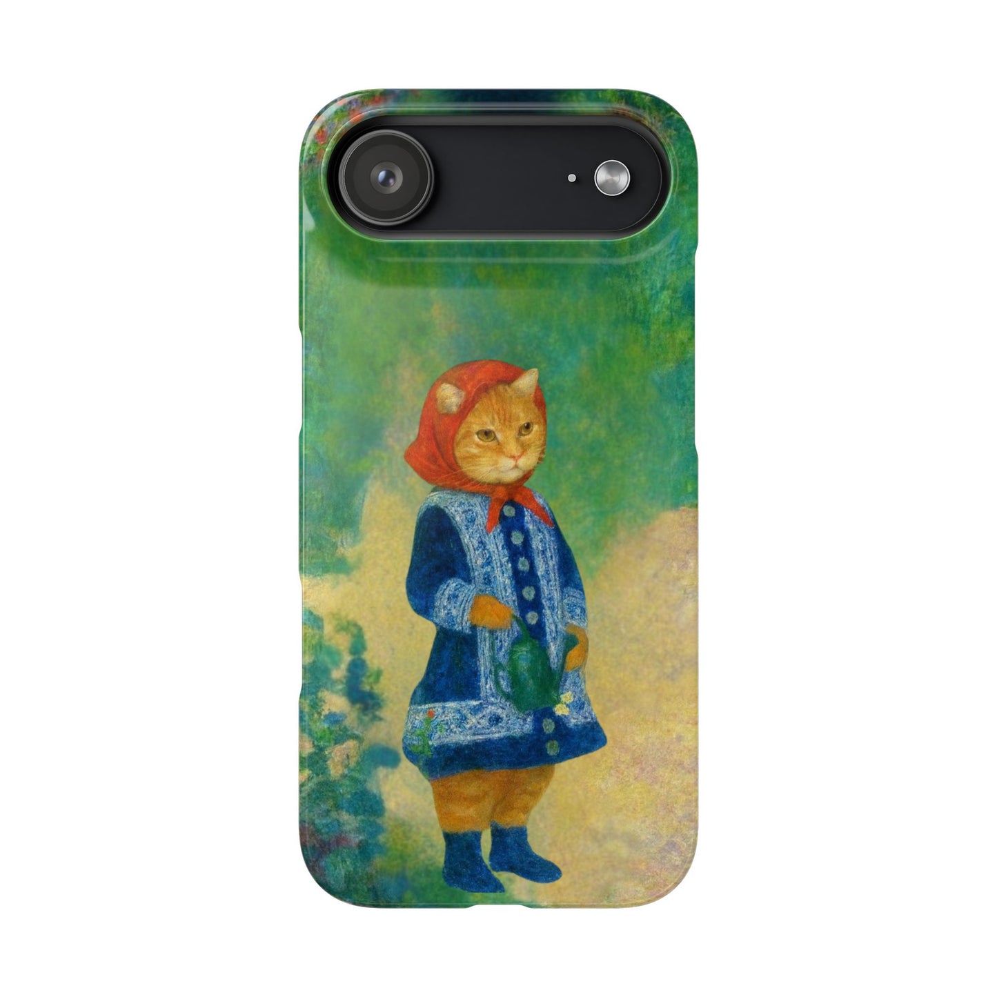 Babushka Cat With a Watering Can x Renoir Funny Art  Slim Phone Case