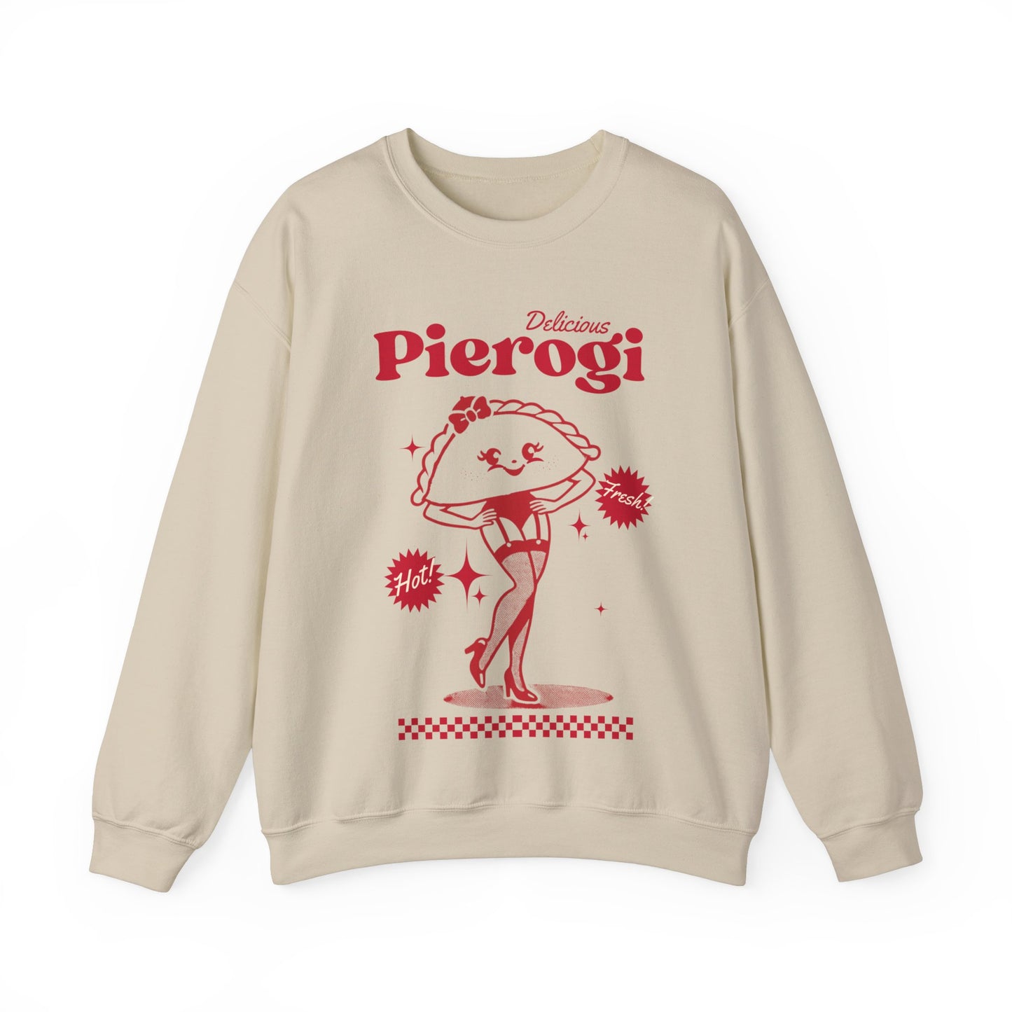 Pierogi Retro Polish, Kitschy, Unisex Heavy Blend™ Crewneck Sweatshirt for Polish Pride Polish Festivals