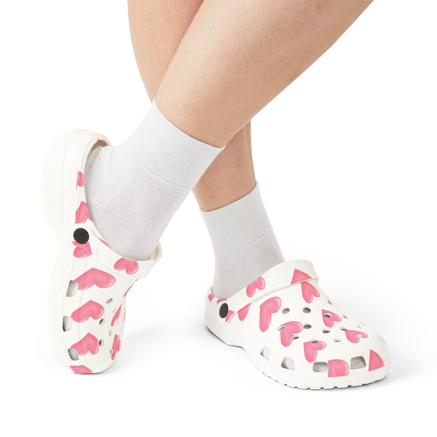 Pink Hearts Granny Gliders EVA Foam Rubber Shoes