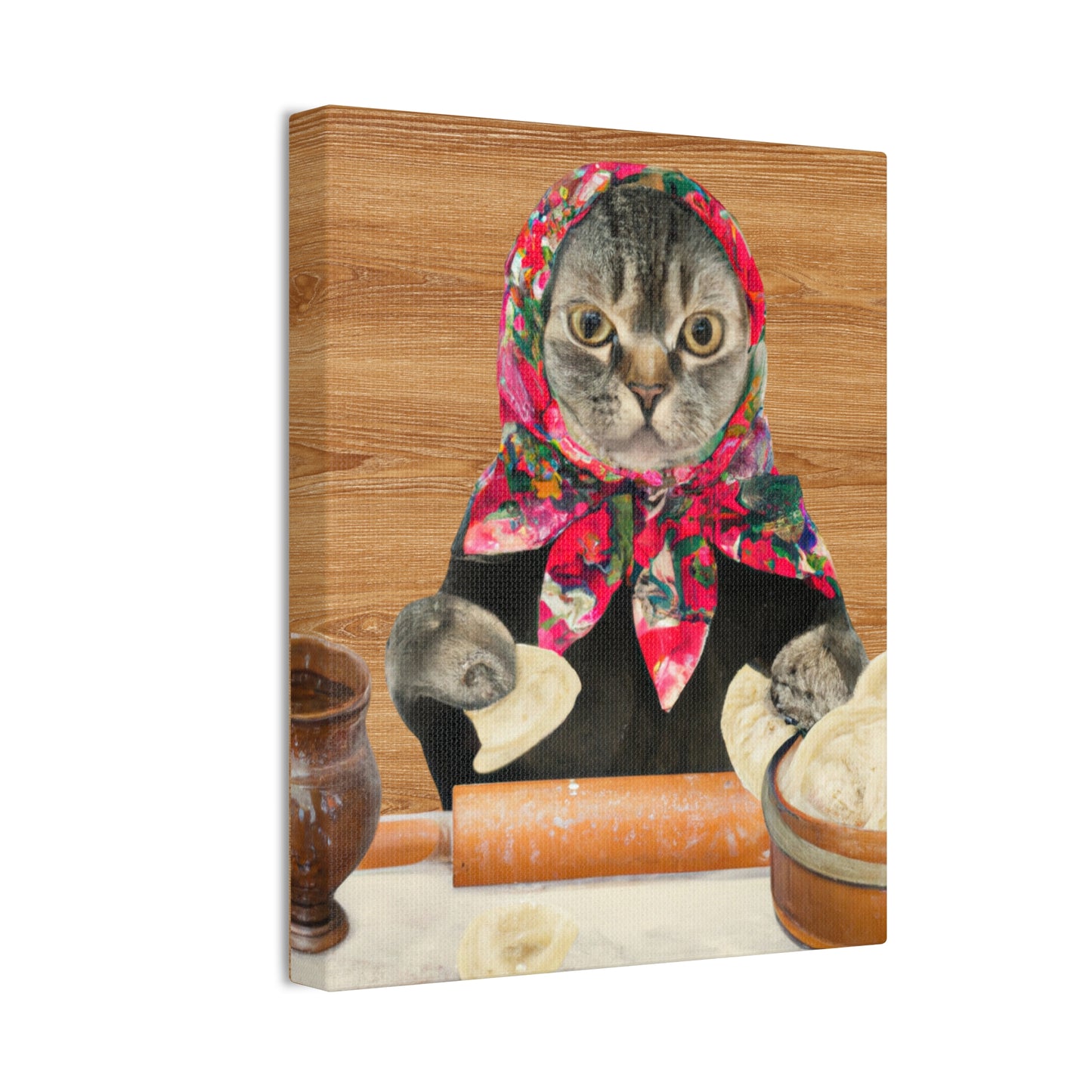 Babushka Cat Makes Pierogi Wall Art