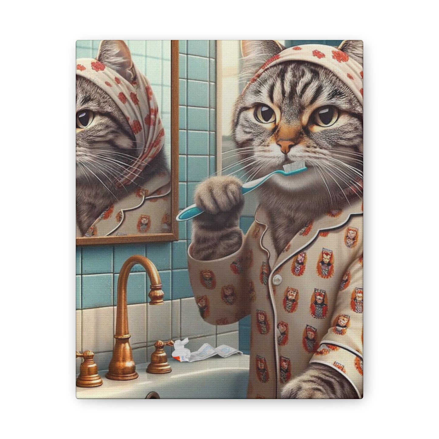 Babushka Cat Brushes Wall Art