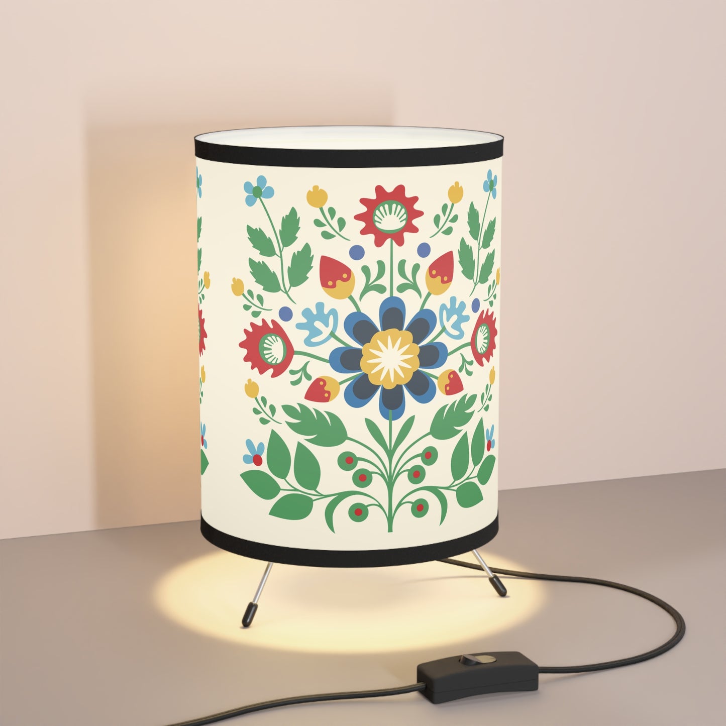 Polish Folk Art, Wycinanki Tripod Lamp with High-Res Printed Shade, US\CA plug