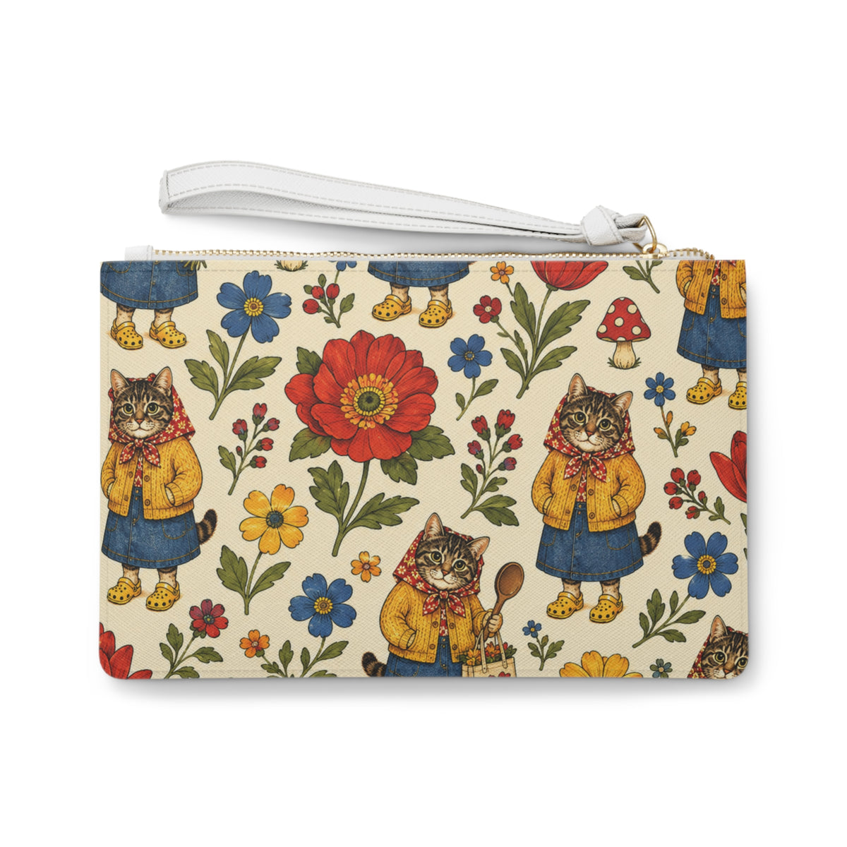 Babushka Cat Whimsical Clutch Bag