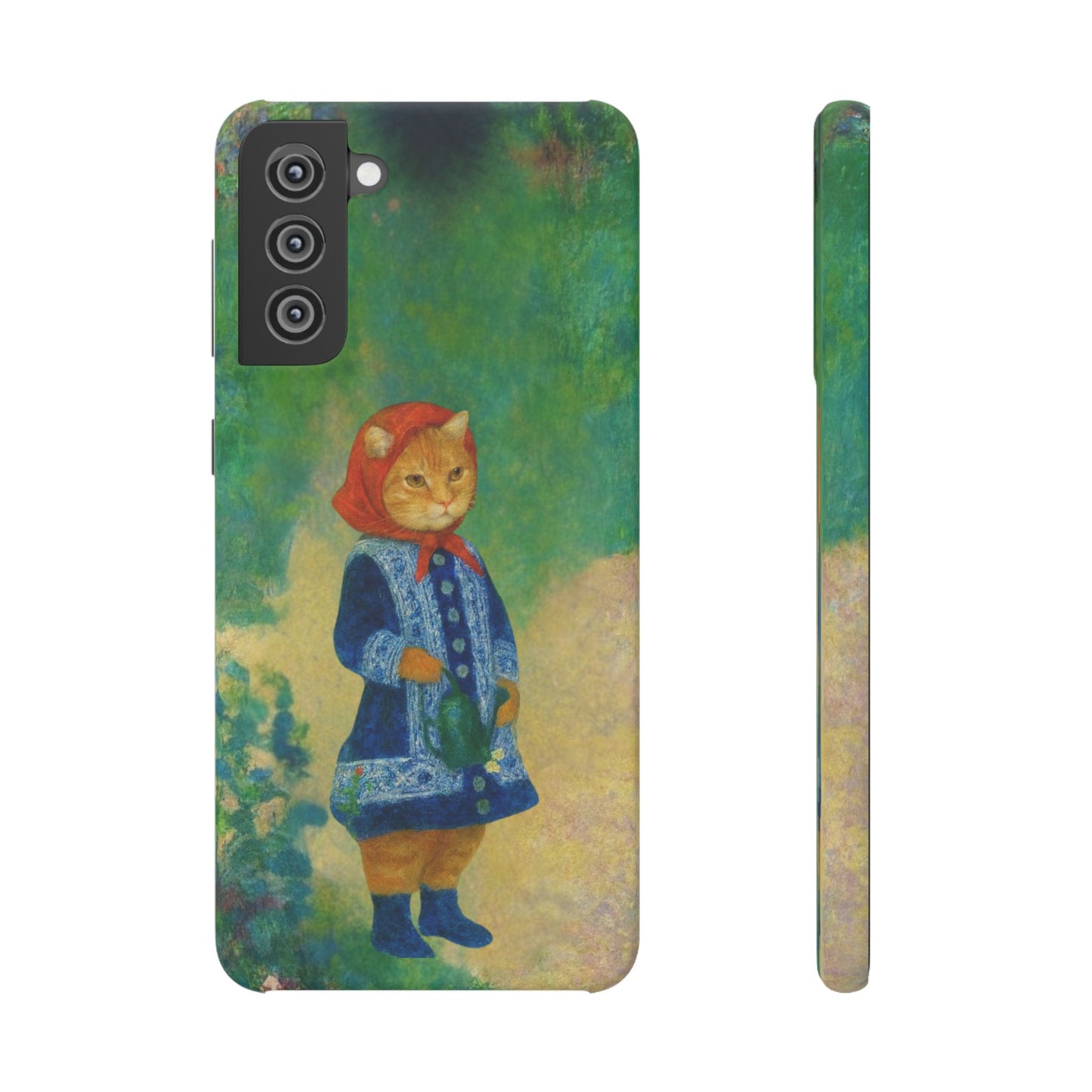 Babushka Cat With a Watering Can x Renoir Funny Art  Slim Phone Case