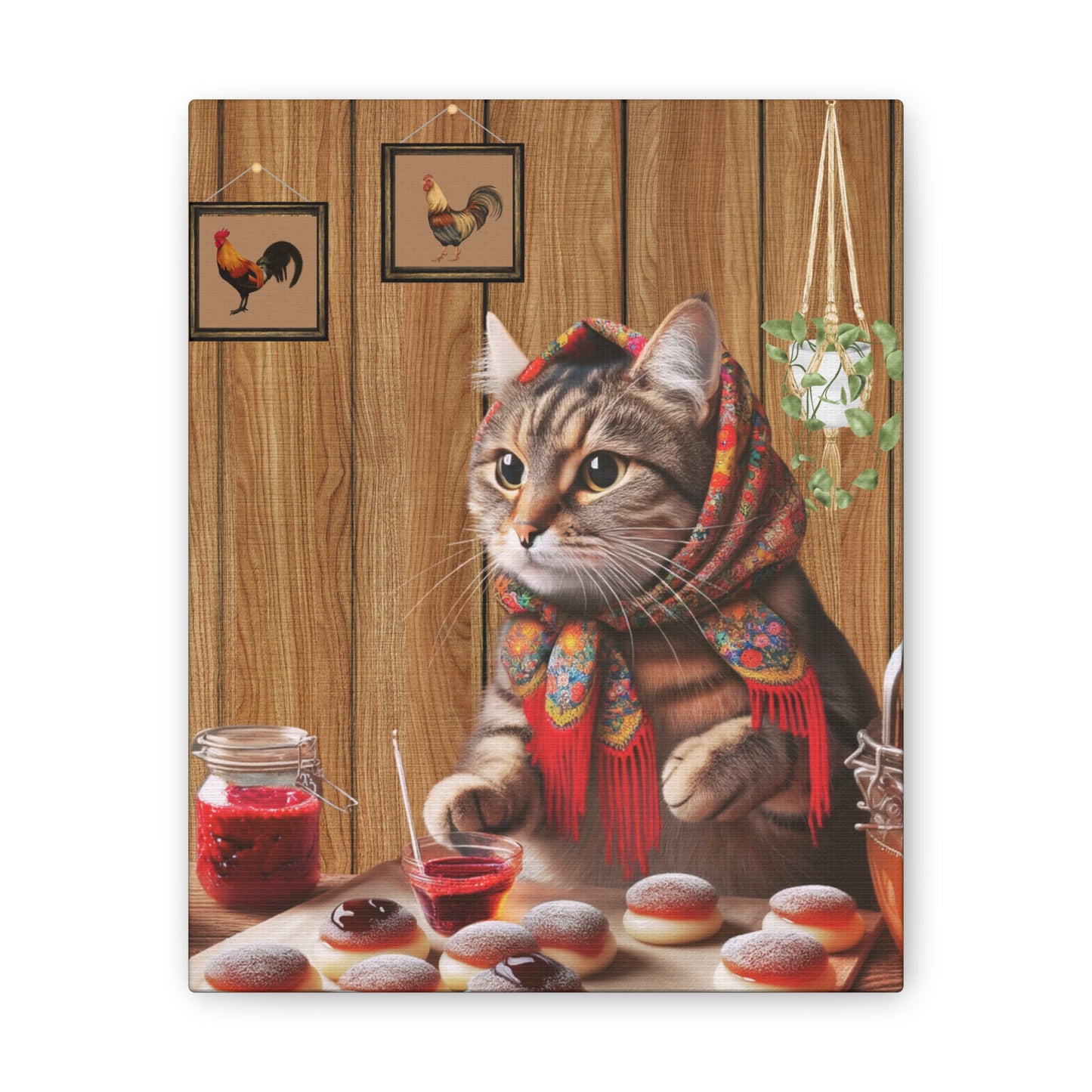 Babushka Cat Makes Paczki Wall Art